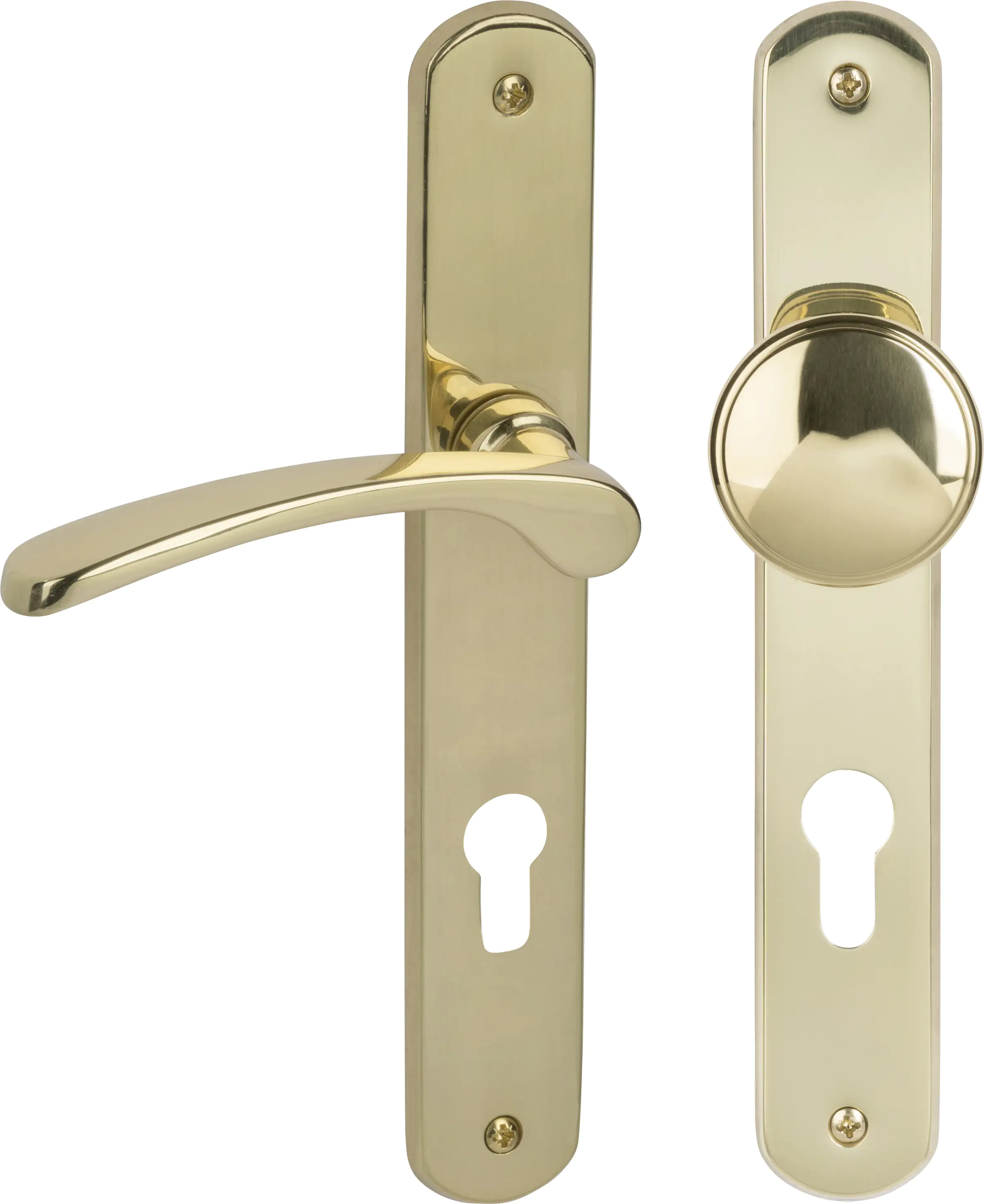 Alpertec PZ-Langschildgarnitur Amos links Messing gold abgerundet Alpertec PZ-Langschildgarnitur Amos links Messing gold abgerundet