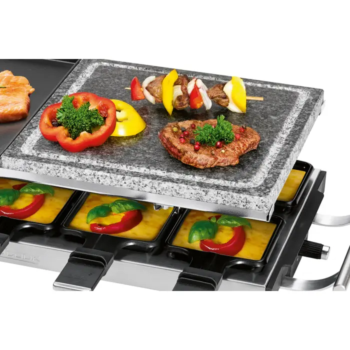 Proficook Raclette RG 1144 Guß/Steinplatte 10 Pfännchen 1700 Watt