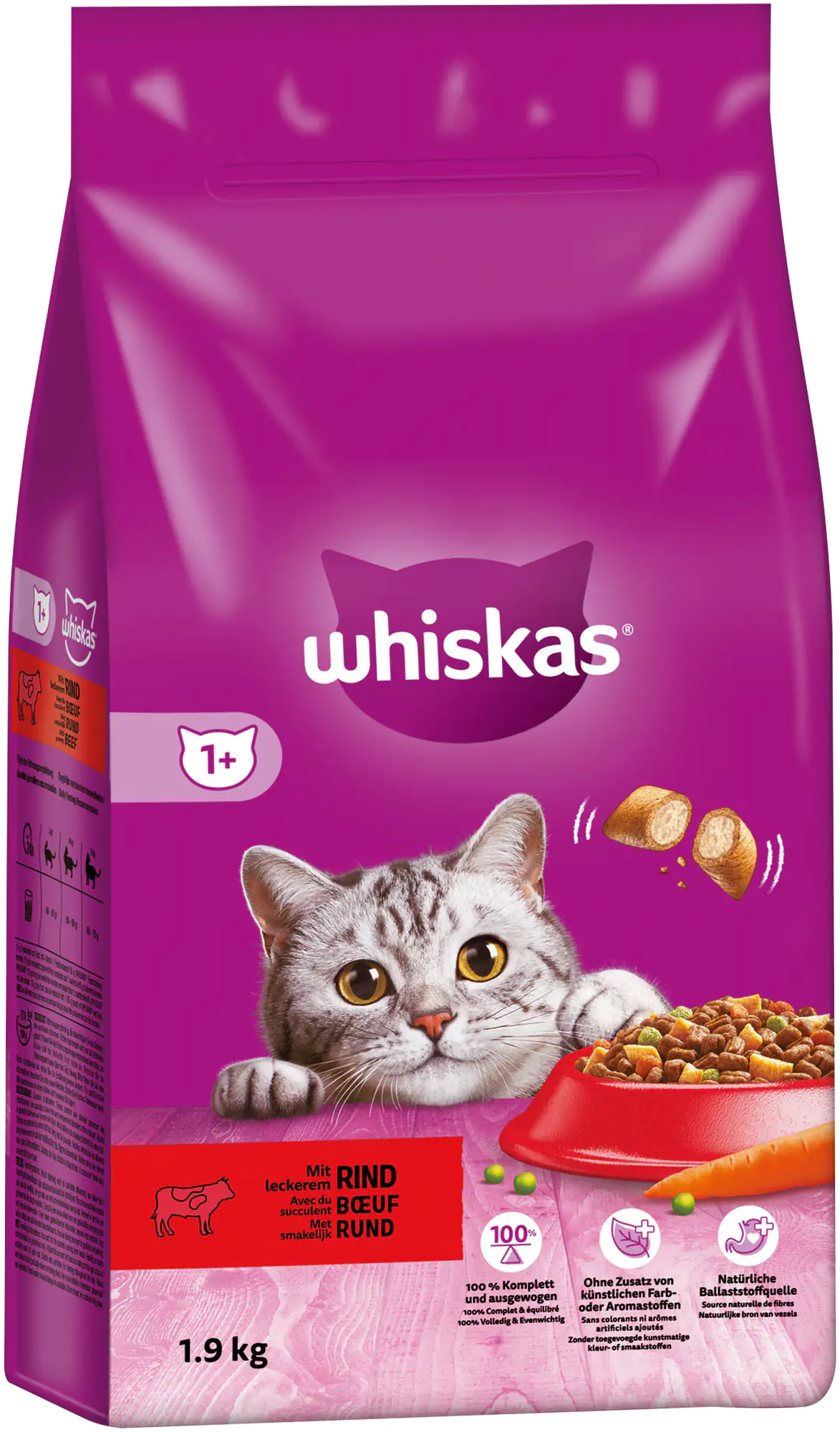 WHISKAS® Beutel Trocken Adult 1+ mit Rind 1,9 kg 1,9 kg