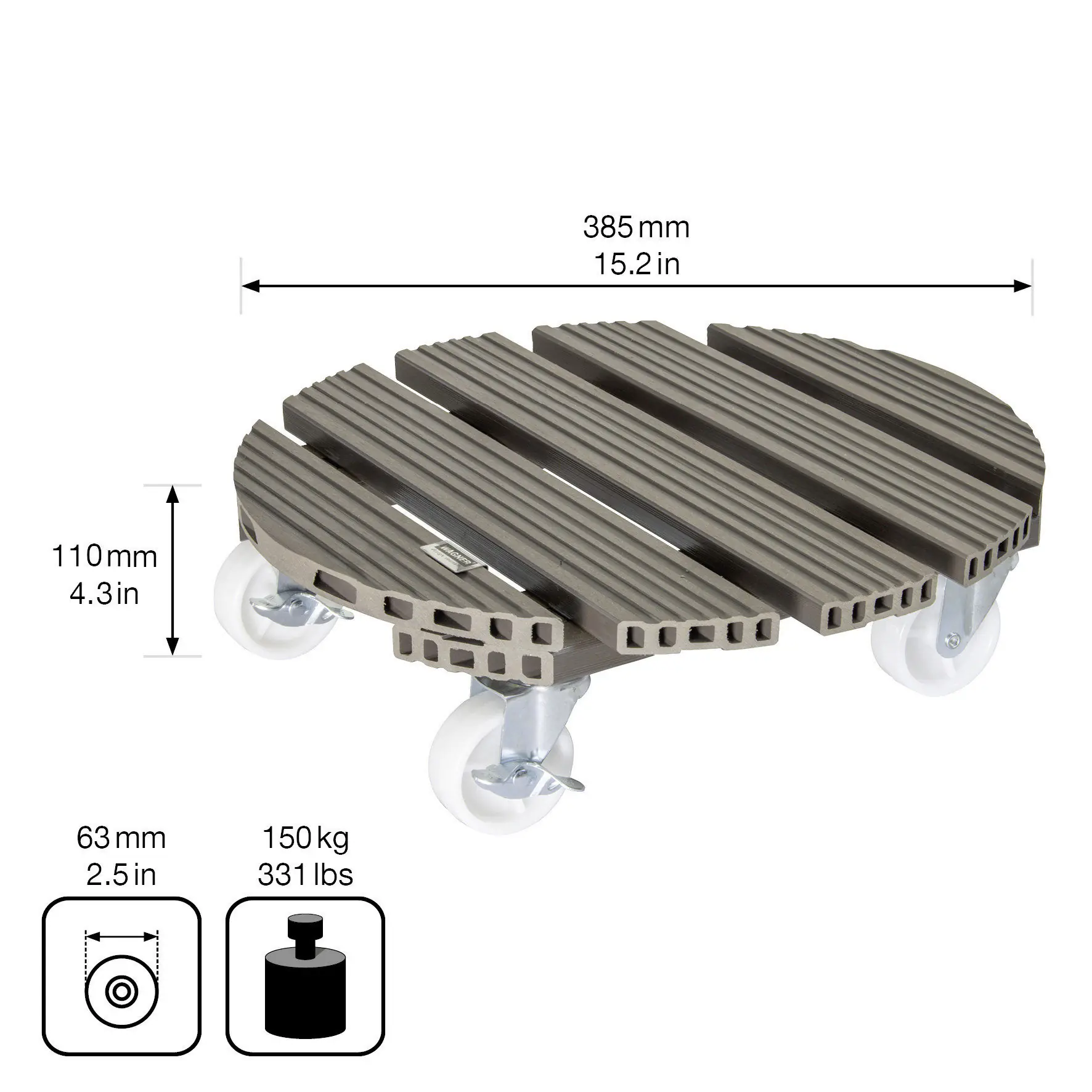 Wagner Pflanzenroller WPC Ø 39 cm taupe