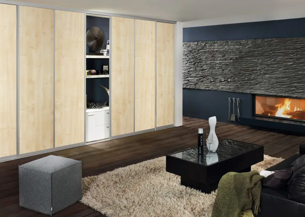 Schiebetür Bau-Set silber Buche Ahorn