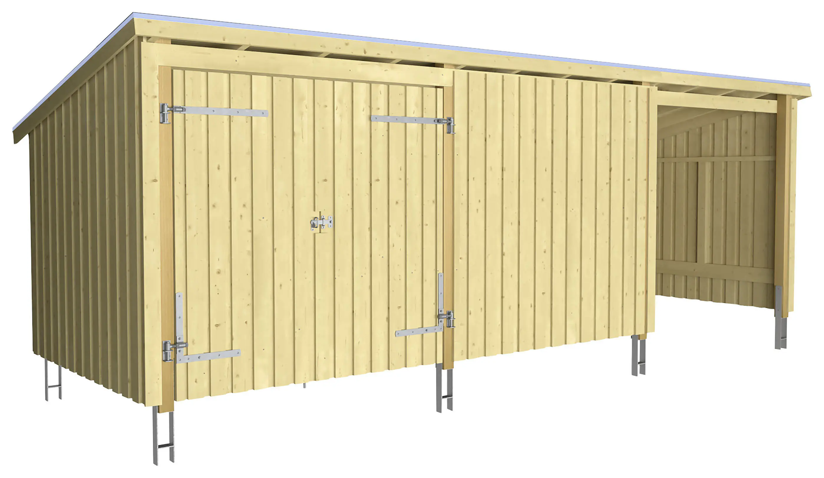 Plus Gartenhaus Nordic Multi 619 x 208 cm natur mit Doppeltür, H-Anker