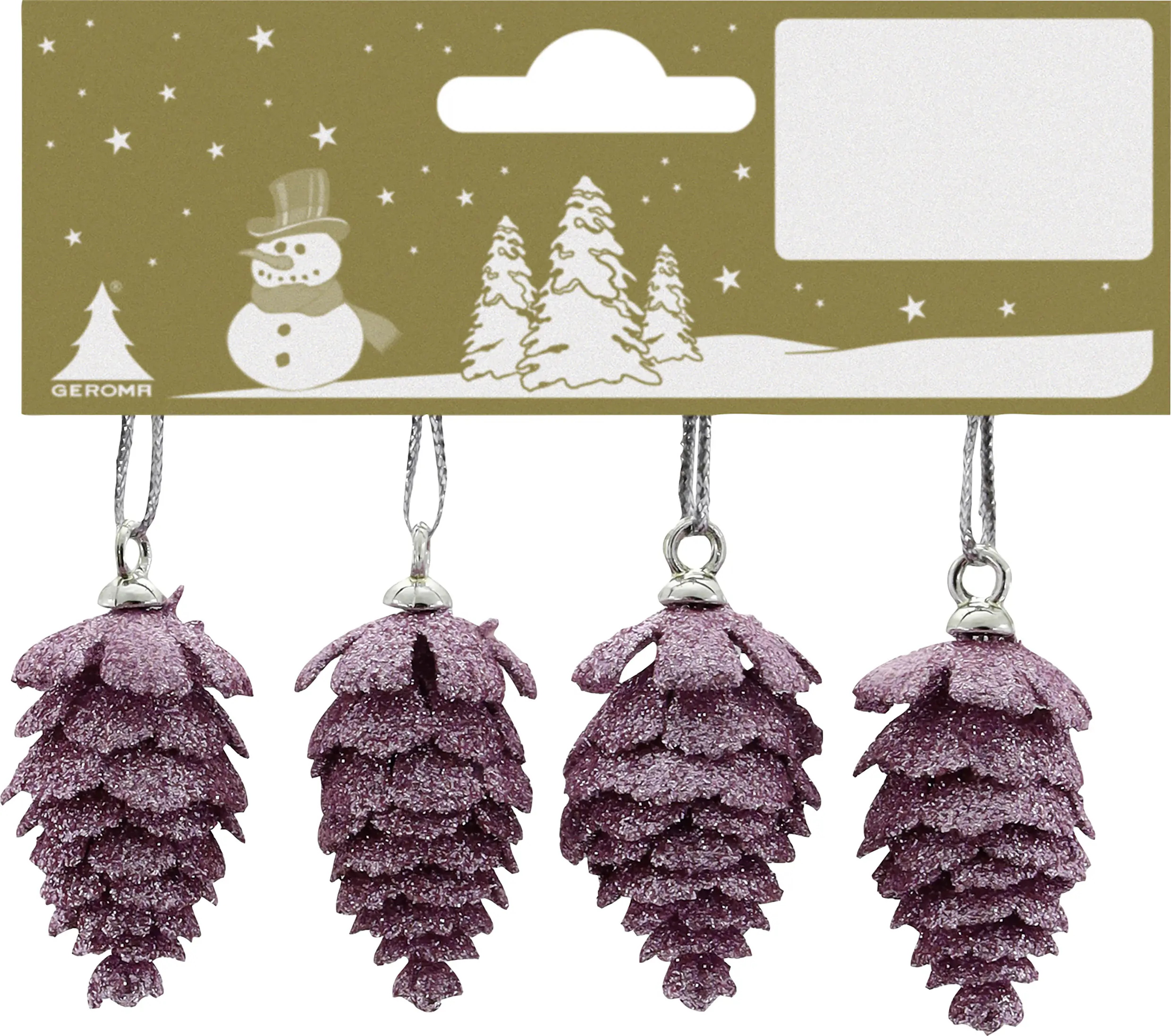 Weihnachtsanhänger Tannenzapfen aus Kunststoff 4 cm rosa - 4 Stück