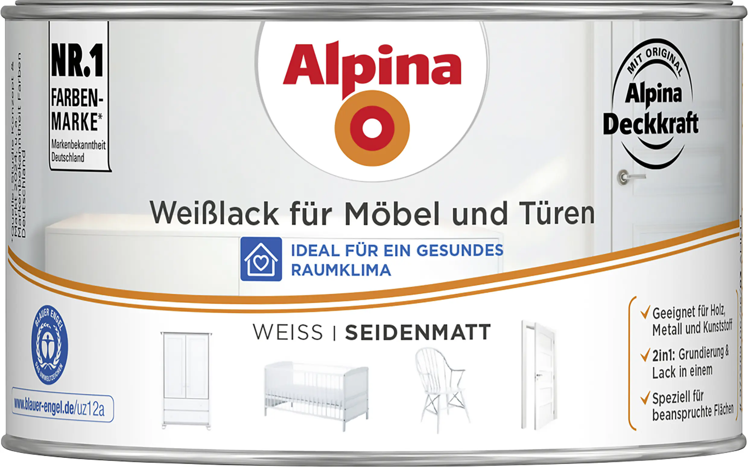 Alpina Weißlack für Möbel & Türen 300 ml weiß seidenmatt