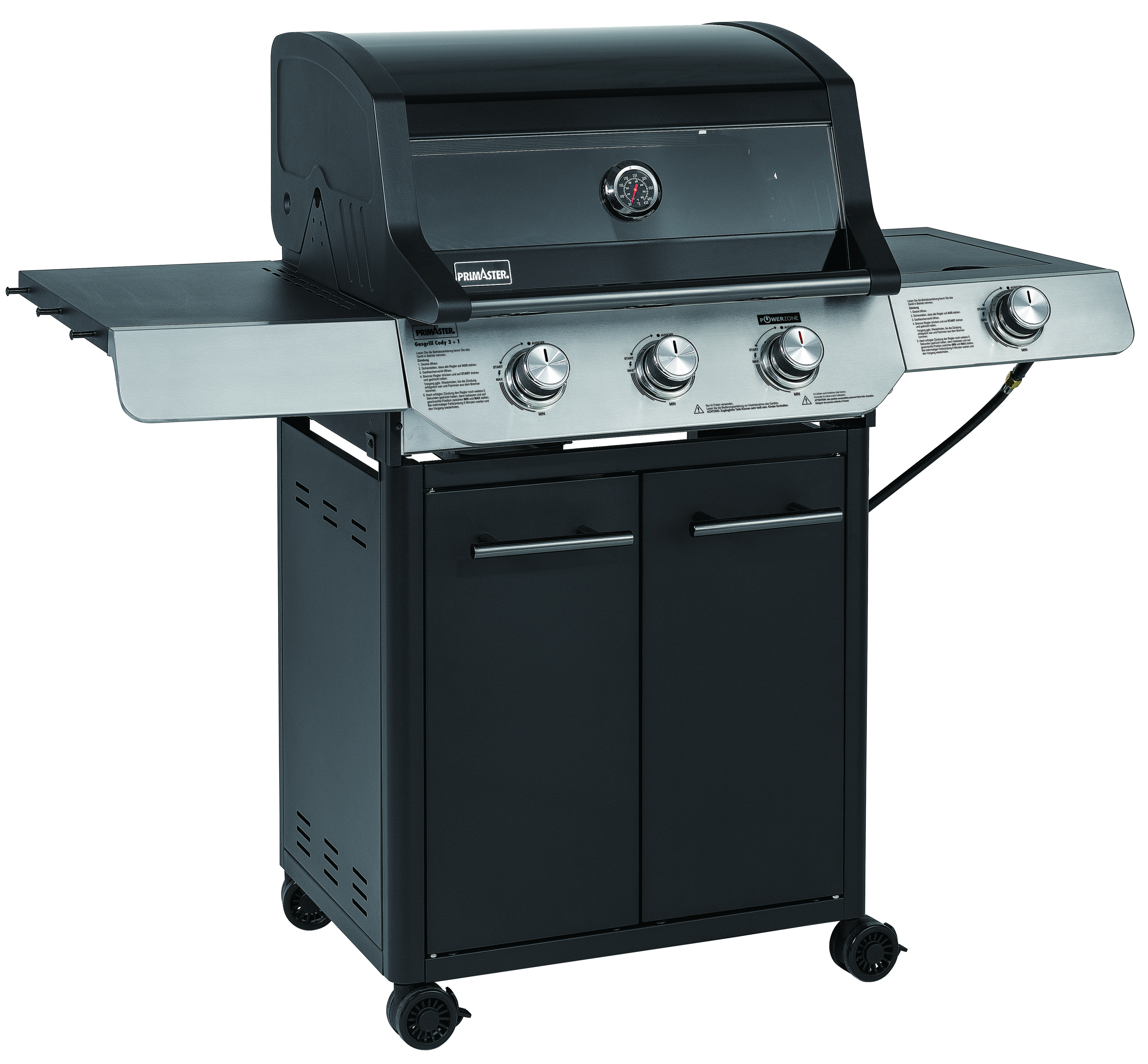 Primaster Gasgrill Cody Powerzone & Seitenbrenner Grillfläche: 63,5 x 48 cm 