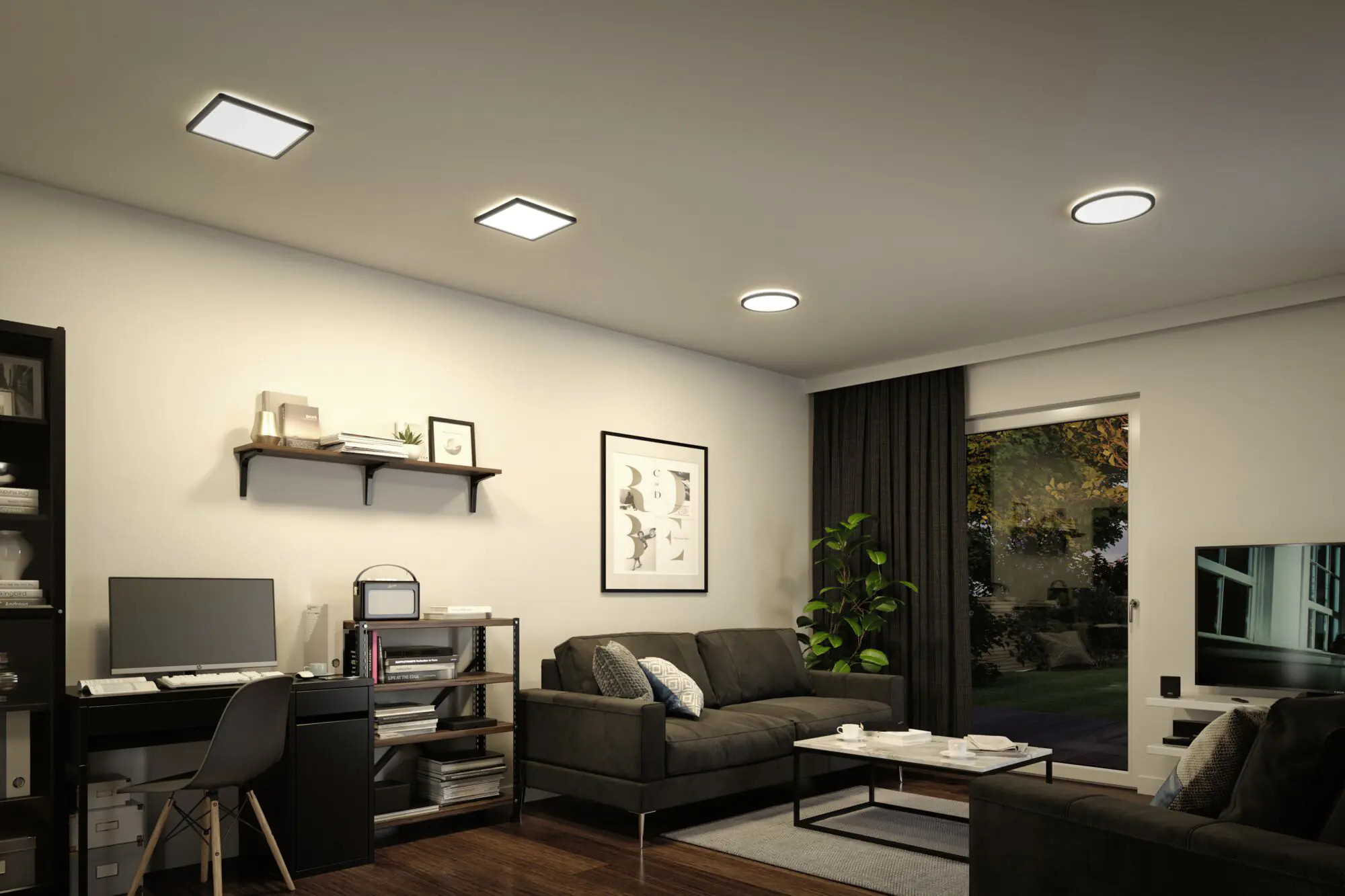 Paulmann LED Panel Atria Shine schwarz Ø 19 cm neutralweiß