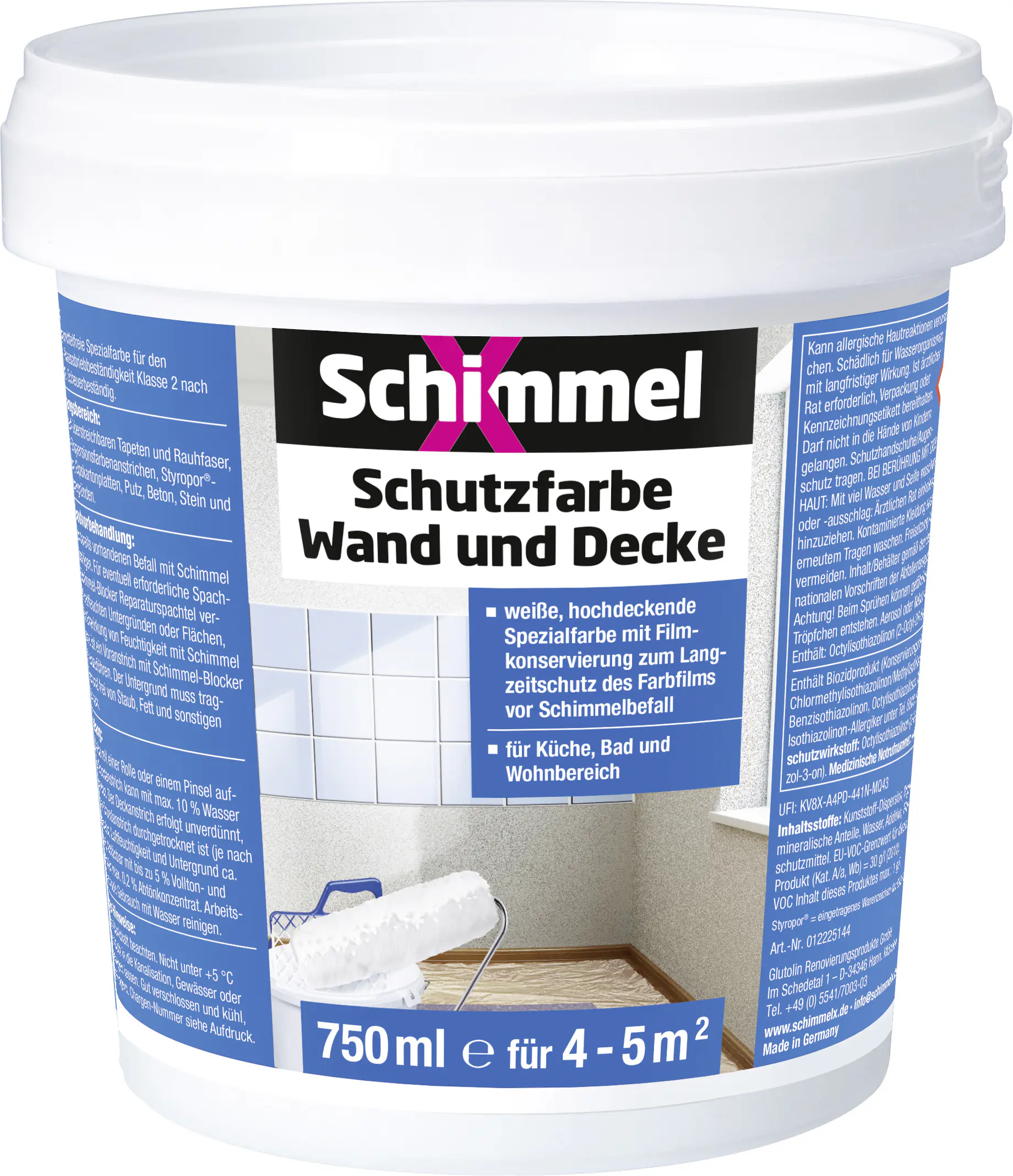 Schimmel-X Schutzfarbe Wand und Decke 750 ml weiß