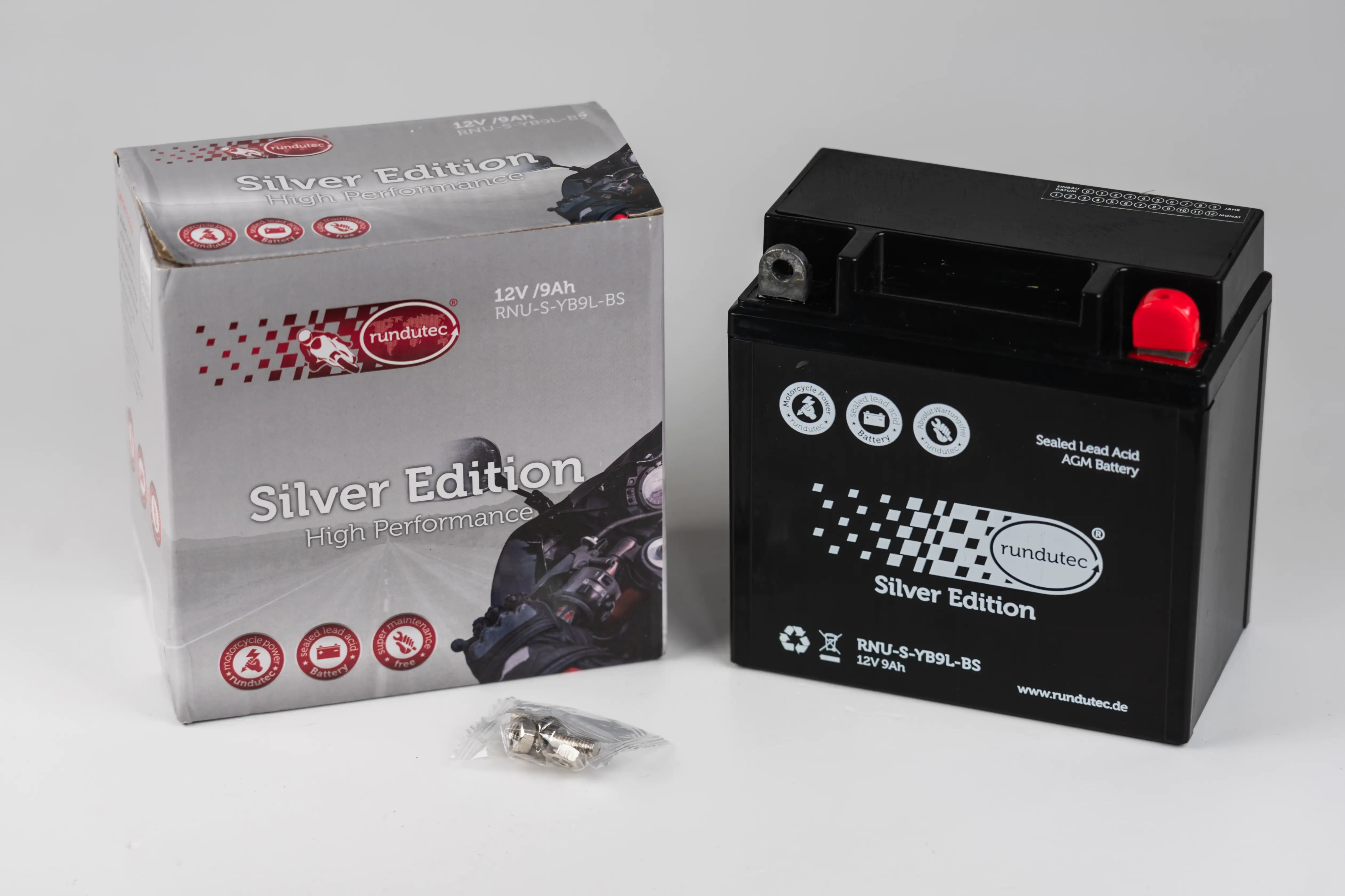 rundutec Motorradbatterie 110A S-YB9L-BS Silver Edition 12V 9Ah