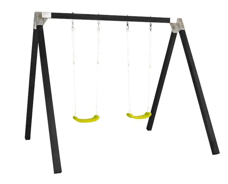 Plus Luxus Schaukelgestell inkl. 2 grüne Schaukelsitzen schwarz