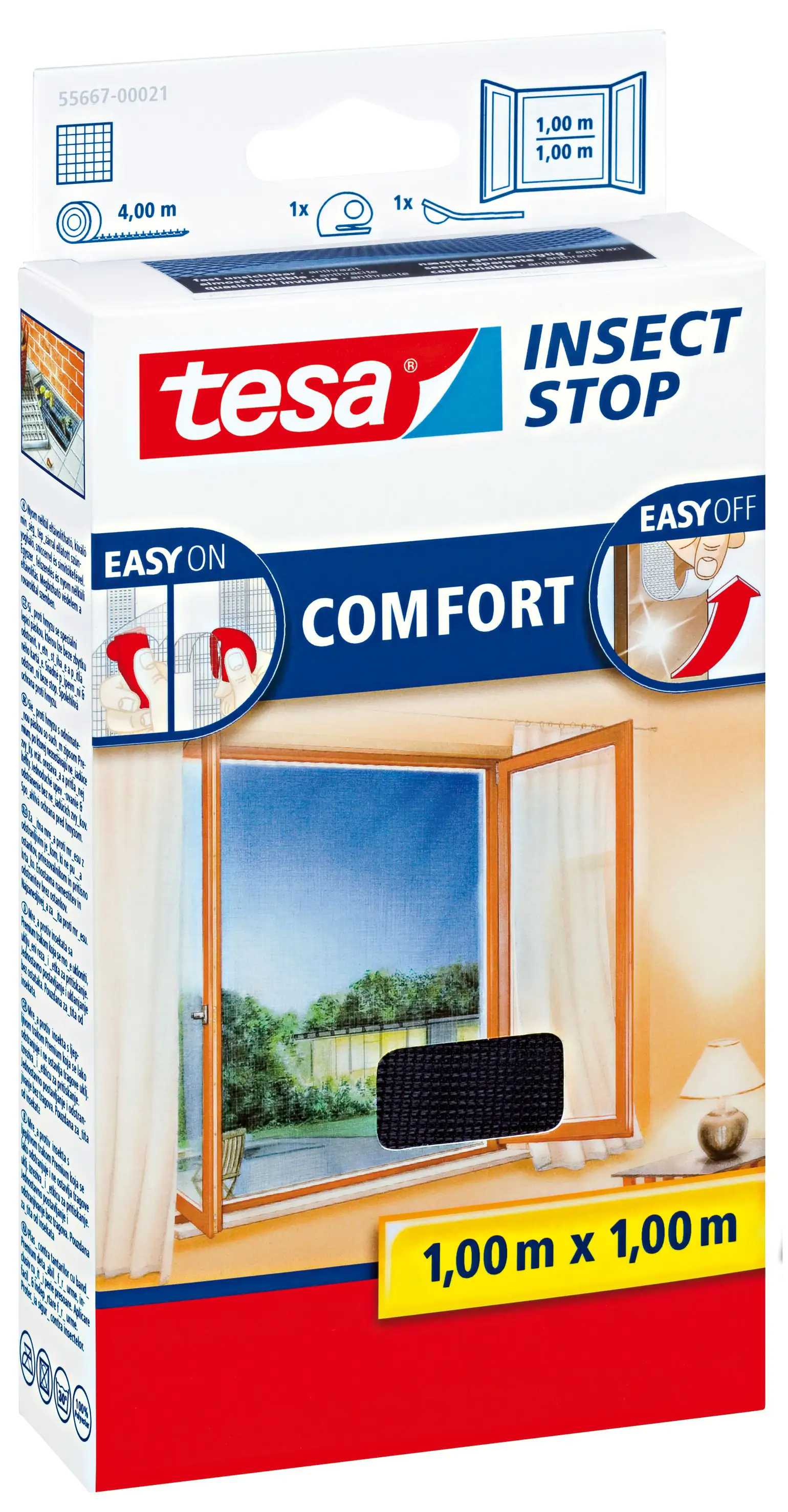 tesa Insektenschutz-Fenster COMFORT 100 x 100 cm anthrazit