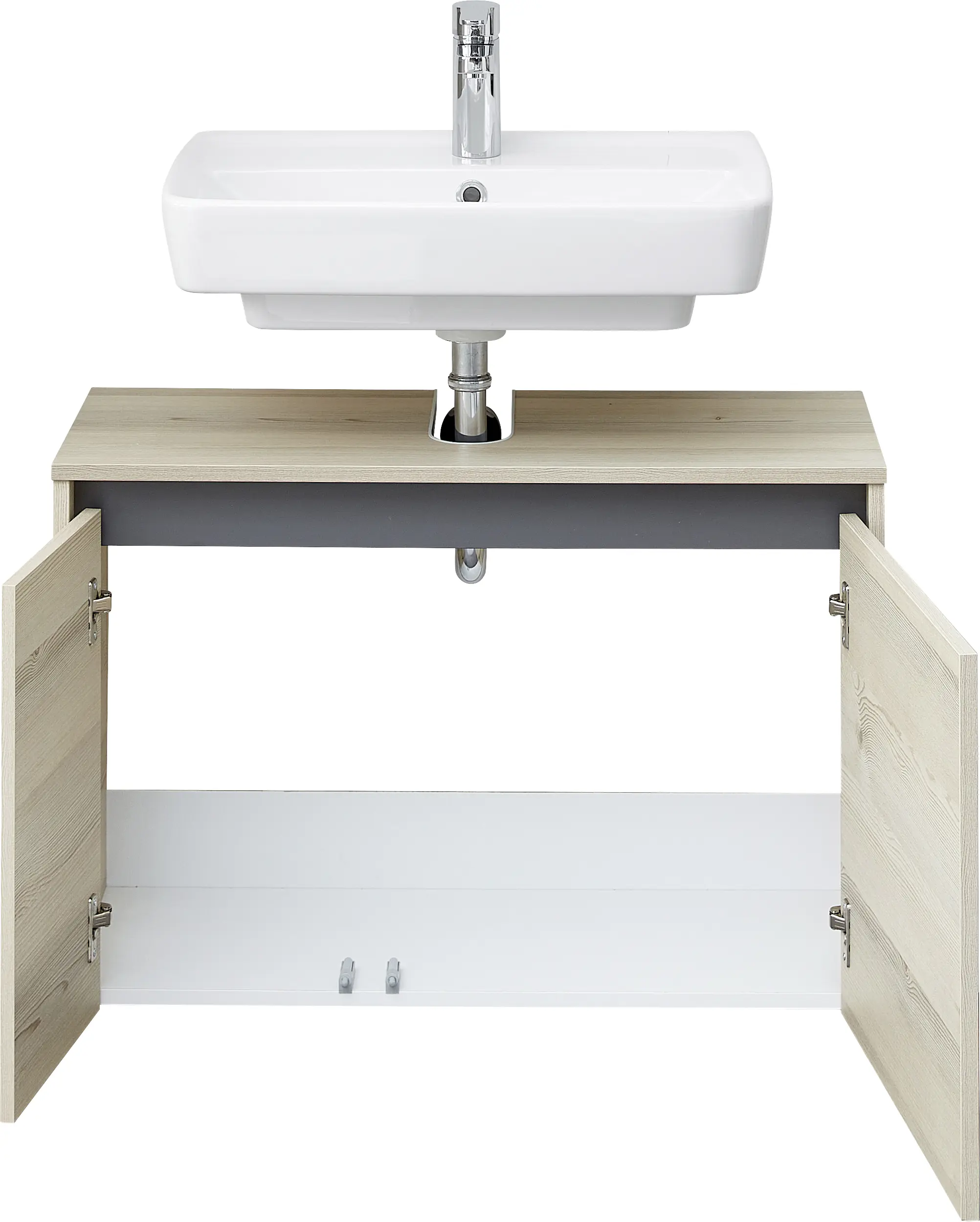 Pelipal Waschbeckenunterschrank Quickset 393 Polar Pinie/Akzent Quarzgrau 80 cm