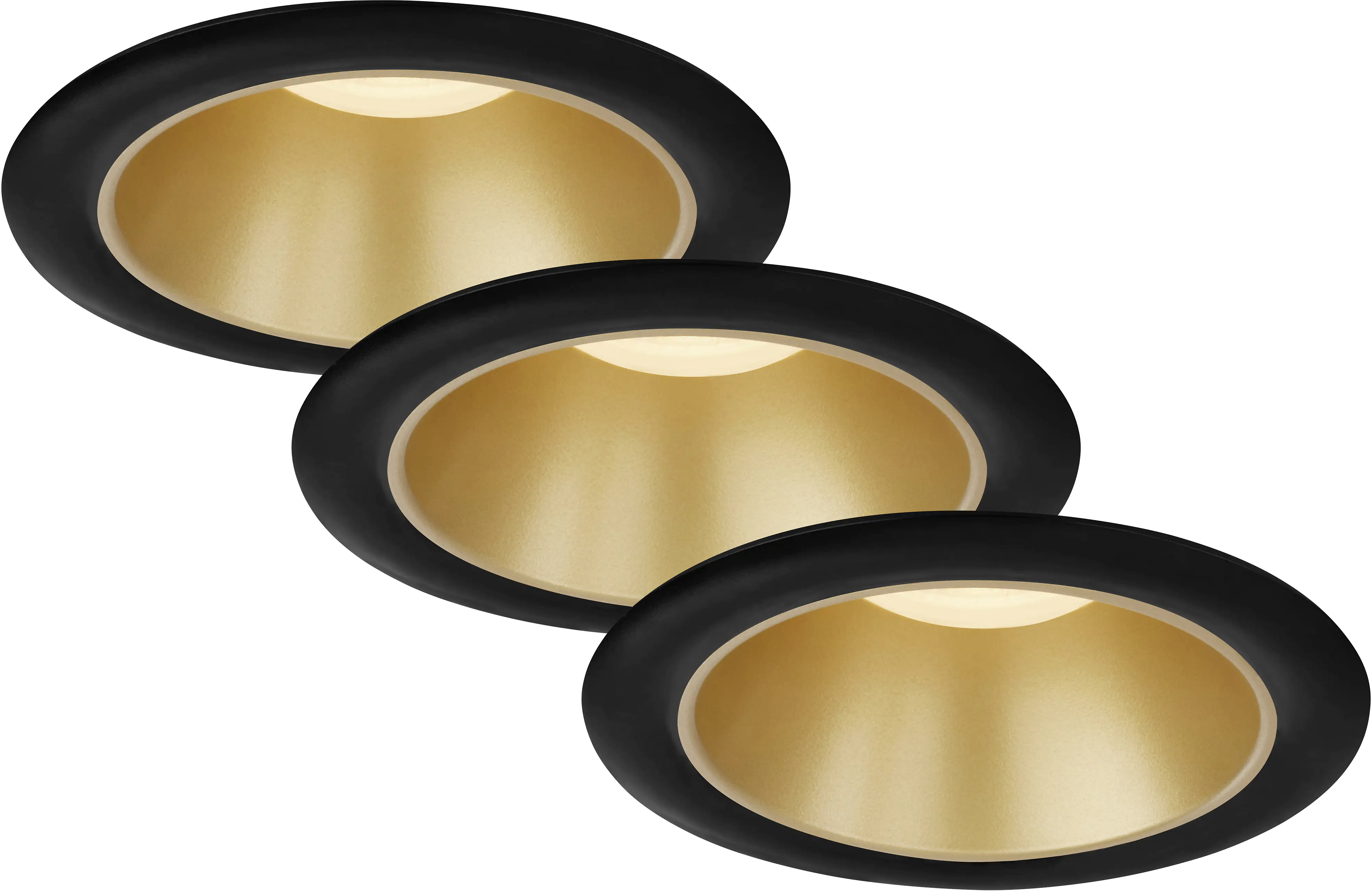 Di-Ka LED Einbauleuchte Fundu 3er Set schwarz-gold Ø 9,5 cm 4,9W, warmweiß Di-Ka LED Einbauleuchte Fundu 3er Set schwarz-gold Ø 9,5 cm 4,9W, warmweiß
