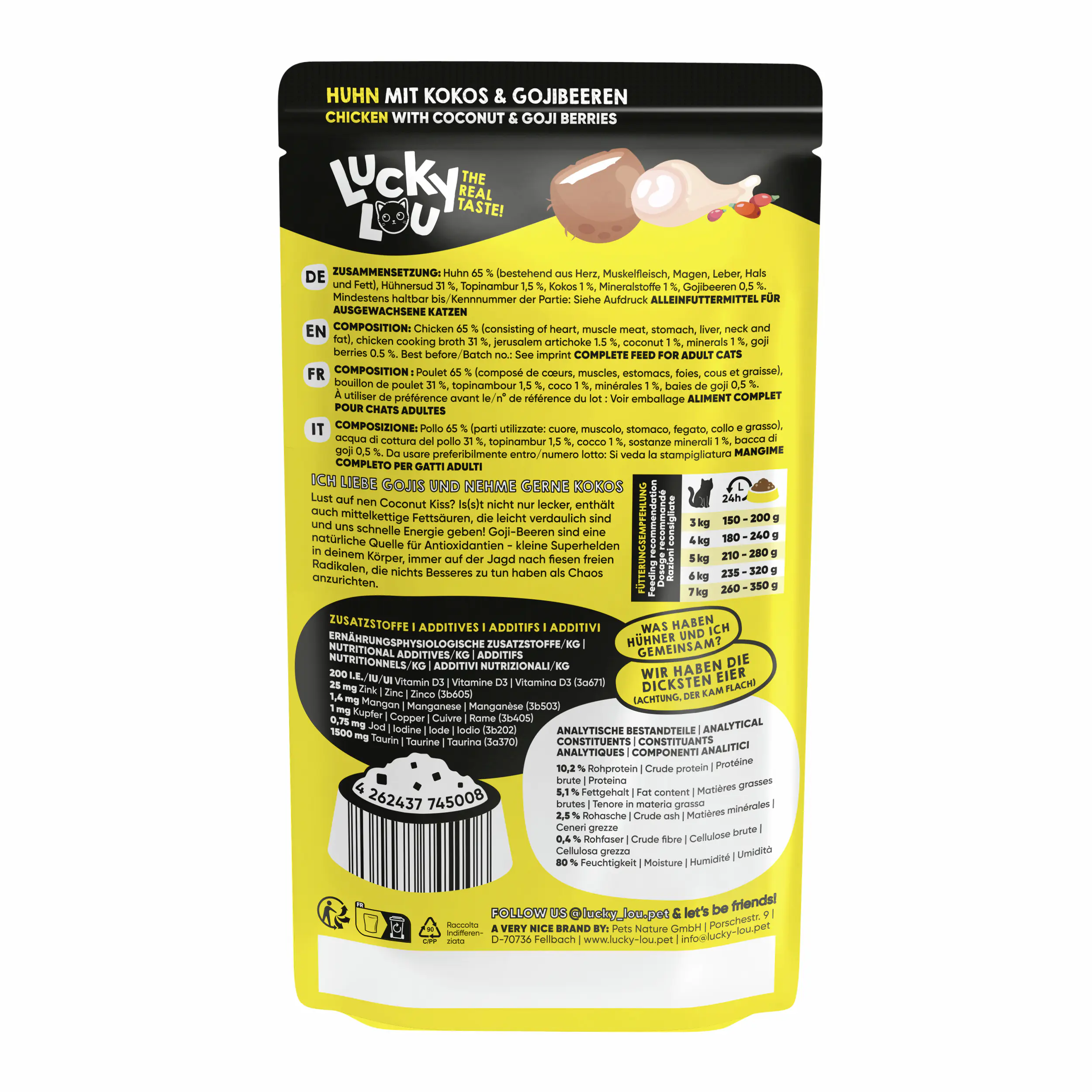 Lucky Lou SuperMono Katzennassfutter Adult getreidefrei 125 g Huhn