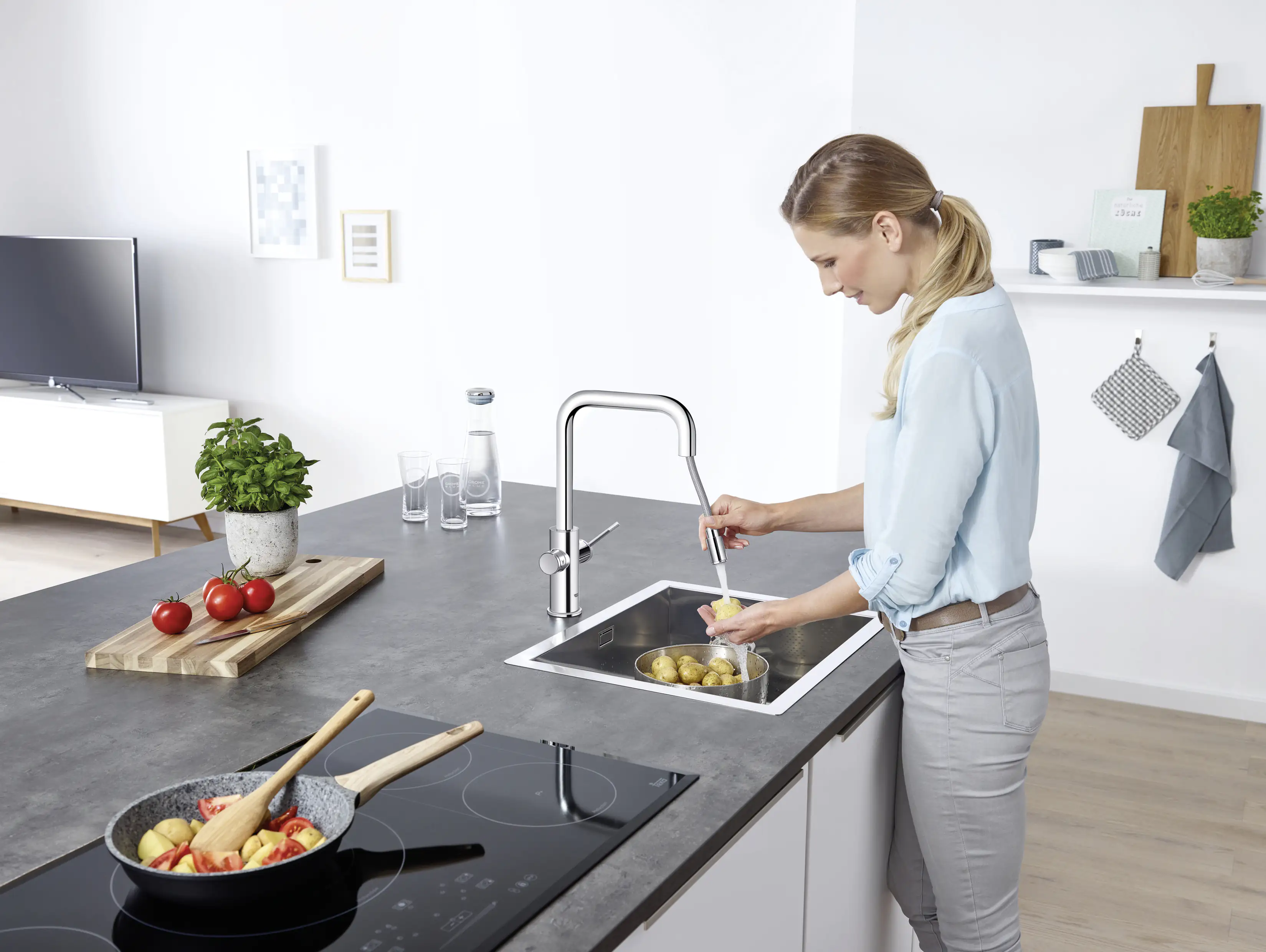 Grohe Blue Home U-Auslauf Starter Kit mit herausziehbarem Mousseurauslauf chrom