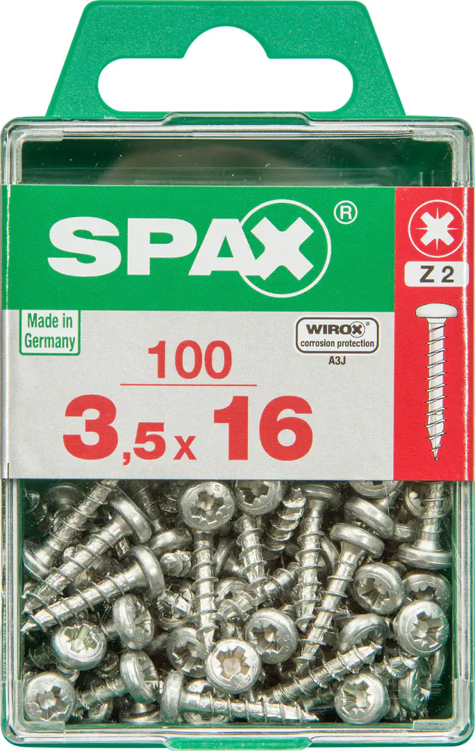 Spax Universalschrauben 3.5 x 16 mm PZ 2 Rundkopf - 100 Stk.