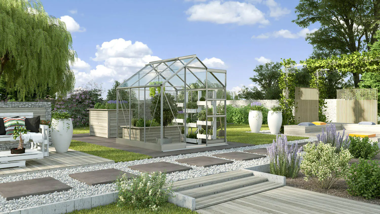 Vitavia Gewächshaus-Set Eris 3800 ESG 3 mm 194 x 200 cm