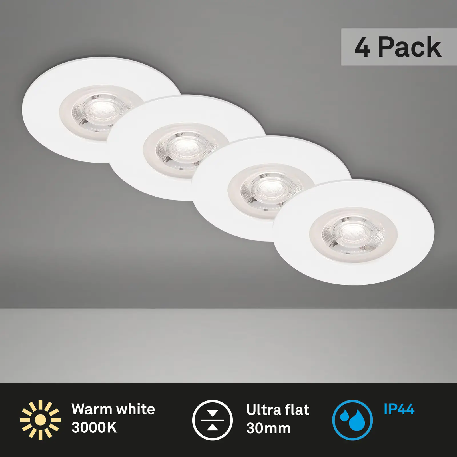 Briloner LED-Einbauleuchten Kulana 4er Set Mini 4,9W, 480lm weiß