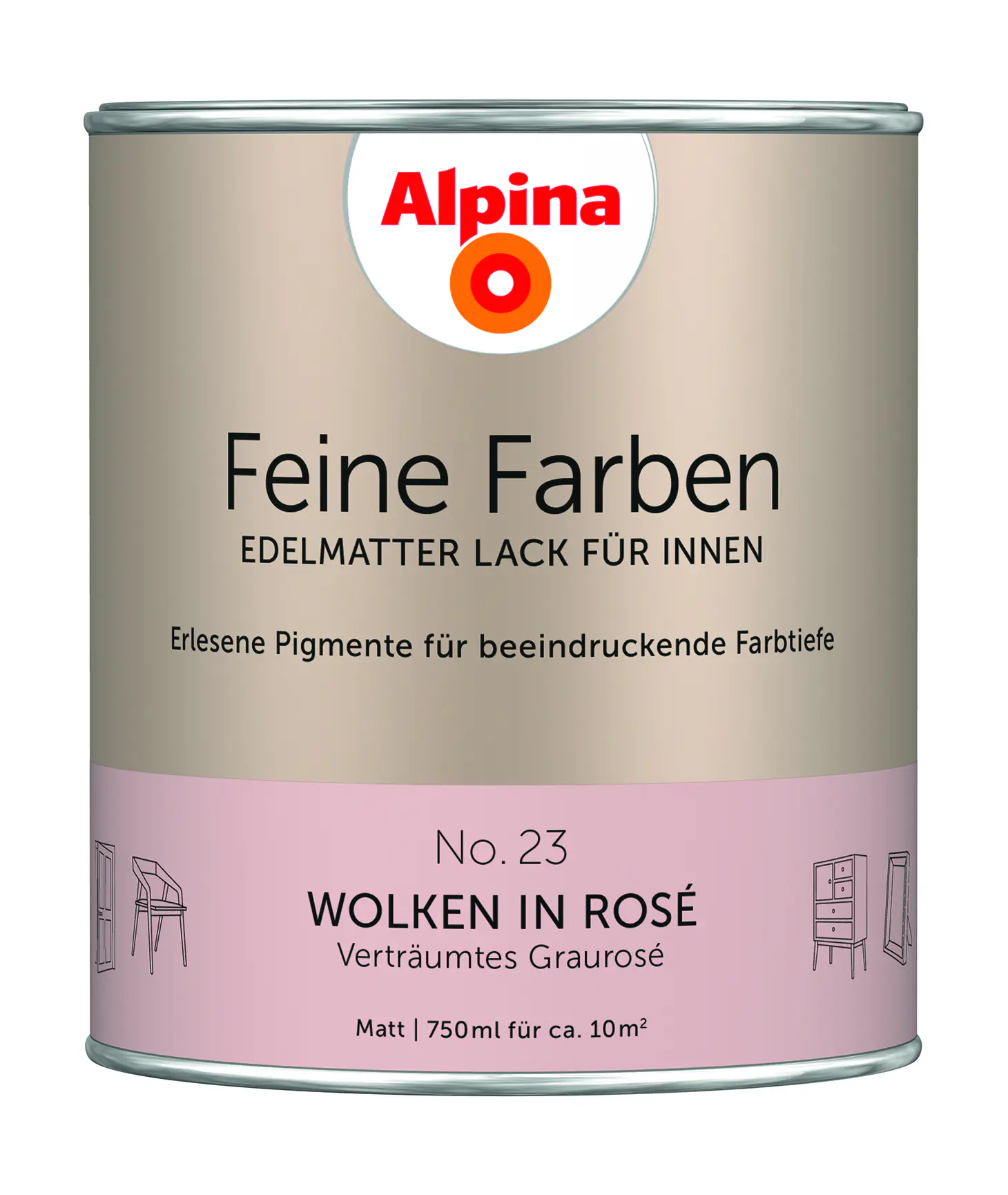 Alpina Feine Farben Lack No. 23 Wolken in Rosé - graurosé 750 ml