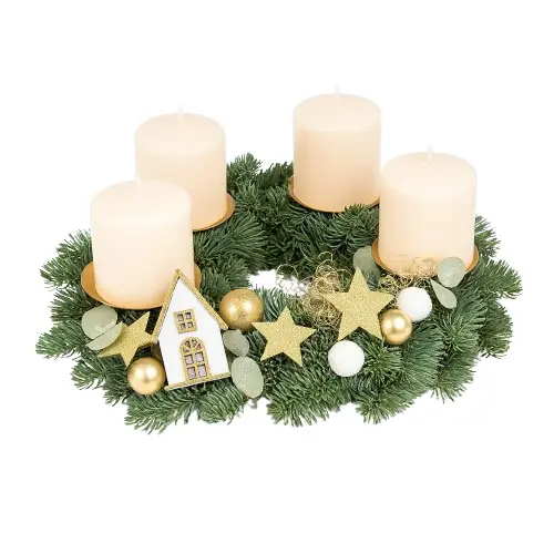 Adventskranz Eukalyptus mit weißen Kerzen Ø 25 cm