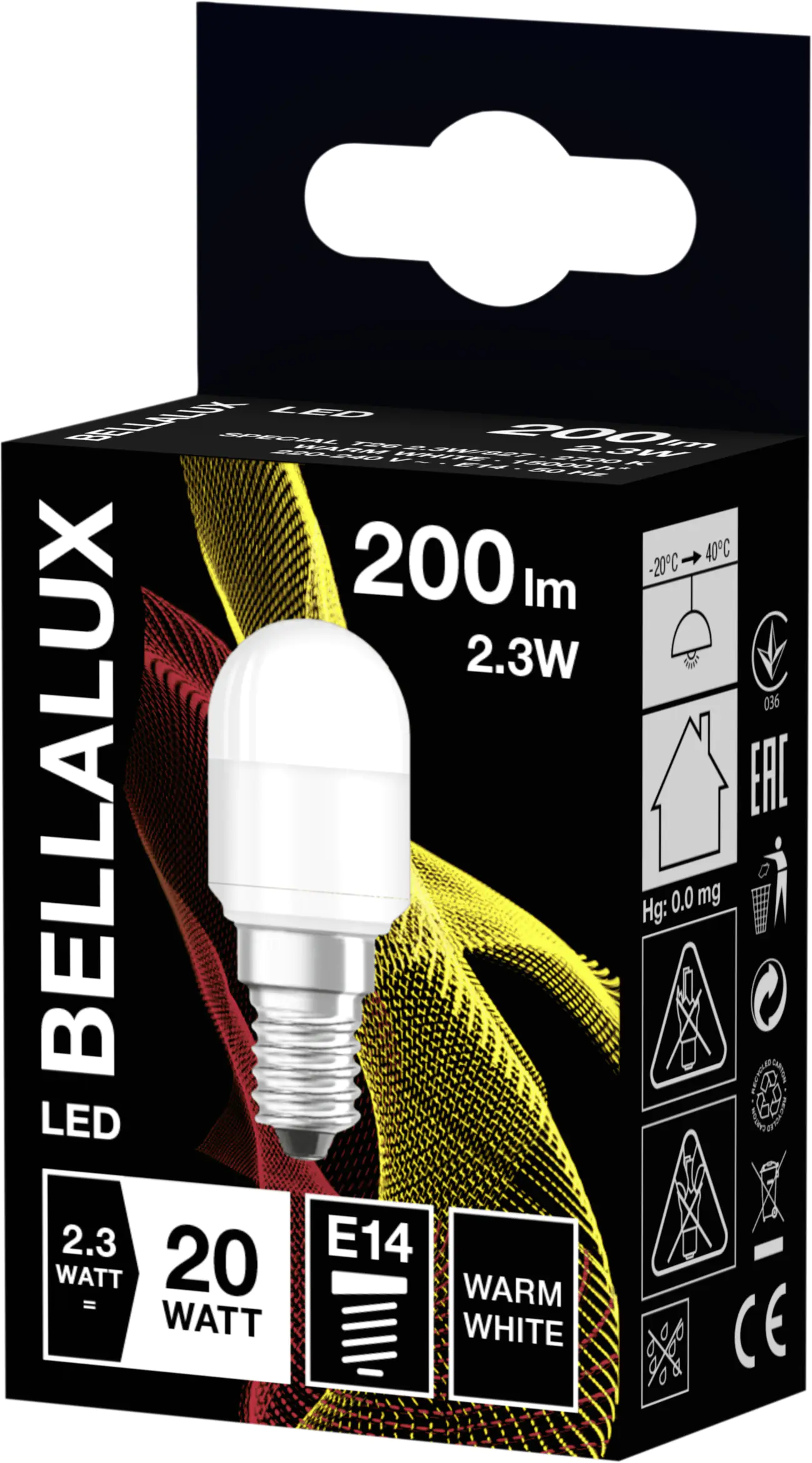 Bellalux LED Kühlschranklampe T26 E14 2,3 W warmweiß matt