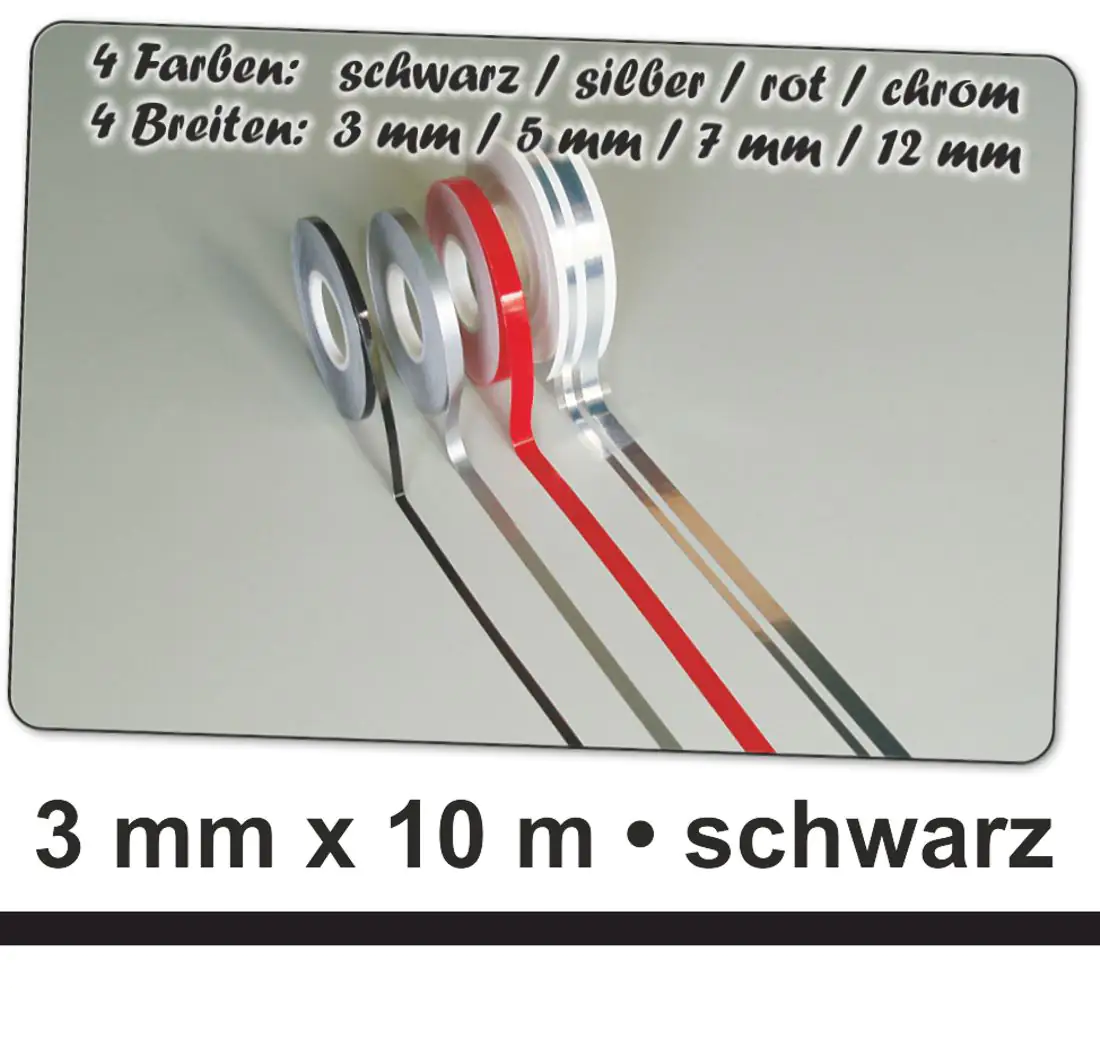 Hermann Schütz Auto Zierstreifen Deco-Stripe schwarz 3mm x 10m