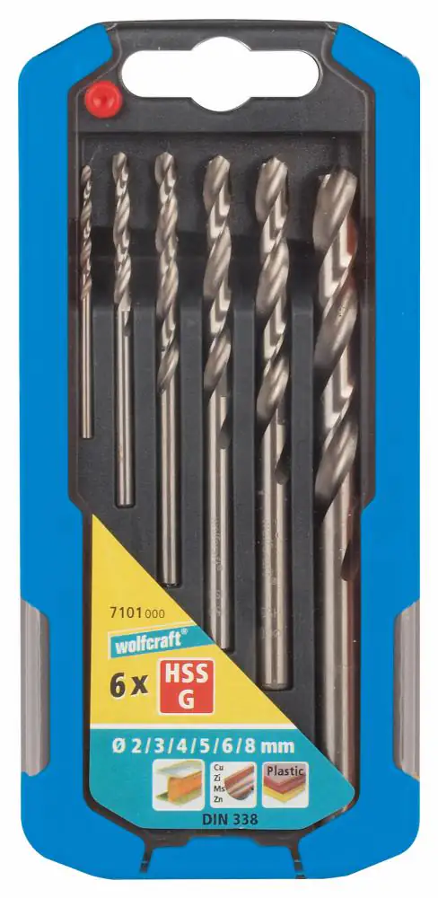 Wolfcraft Metallbohrer-Set HSS geschliffen Ø 2 - 8 mm 6-teilig Rundschaft