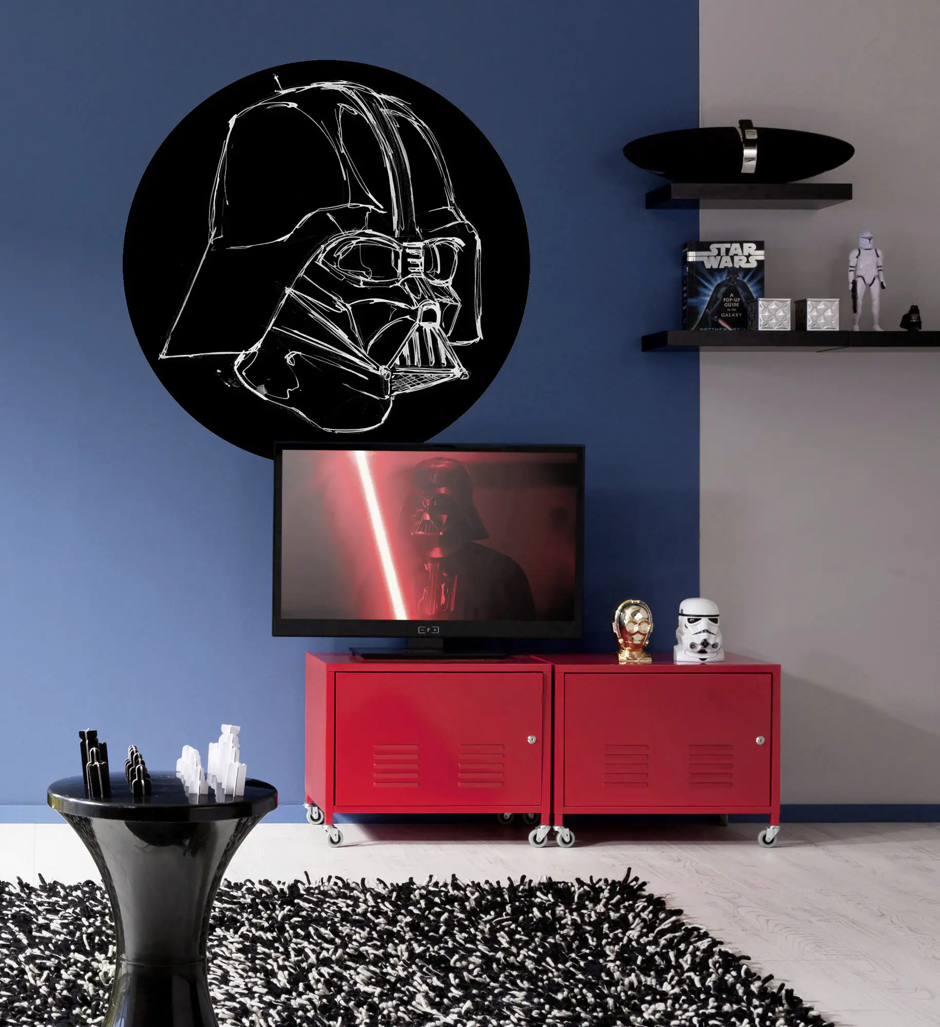 Komar Vlies Fototapete Dot Star Wars Ink Vader Ø 128 cm, selbstklebend Komar Vlies Fototapete Dot Star Wars Ink Vader Ø 128 cm, selbstklebend