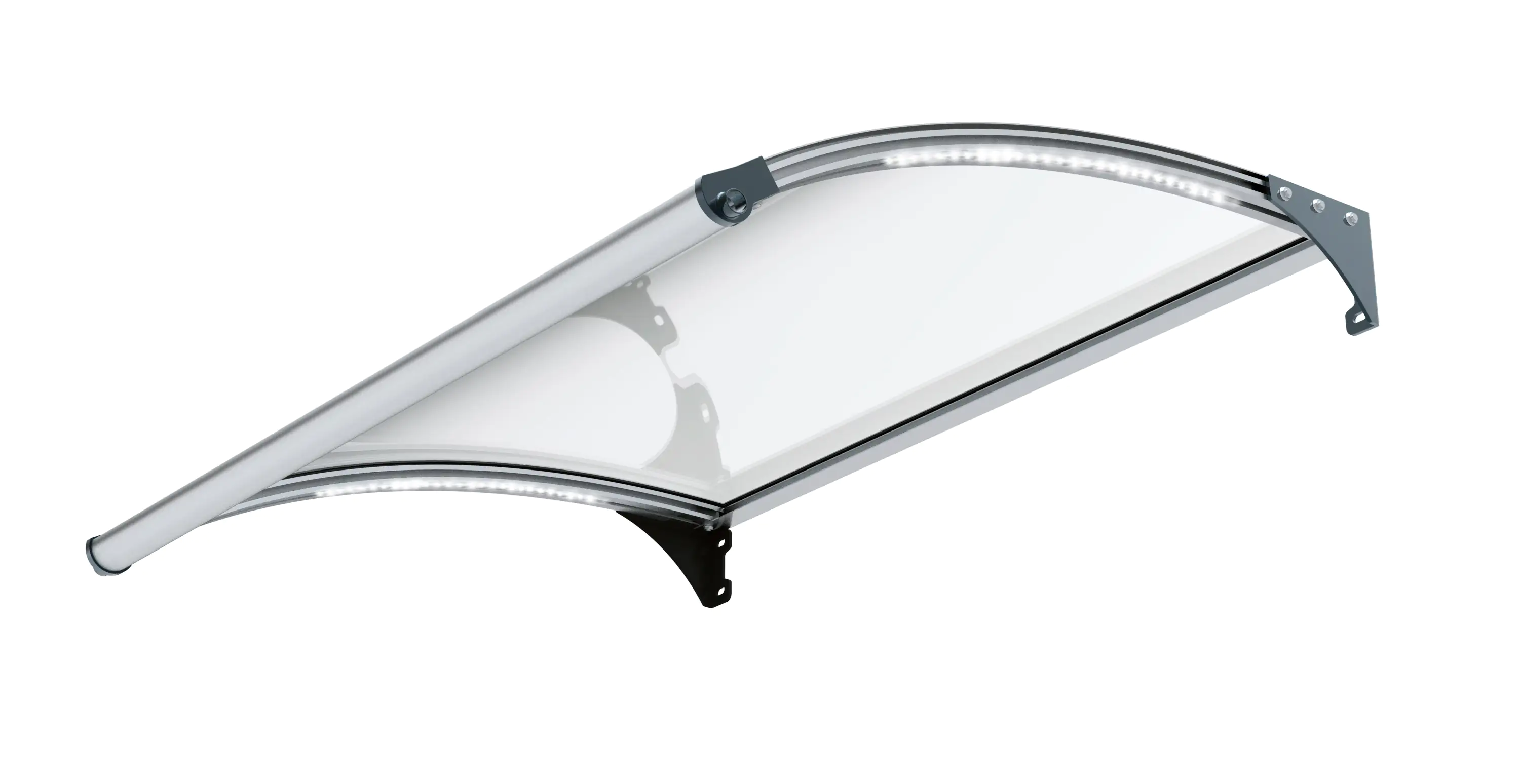 Primaster Vordach Marseille silber 150 x 100 cm mit Polycarbonat-Abdeckung und LED Primaster Vordach Marseille silber 150 x 100 cm mit Polycarbonat-Abdeckung und LED