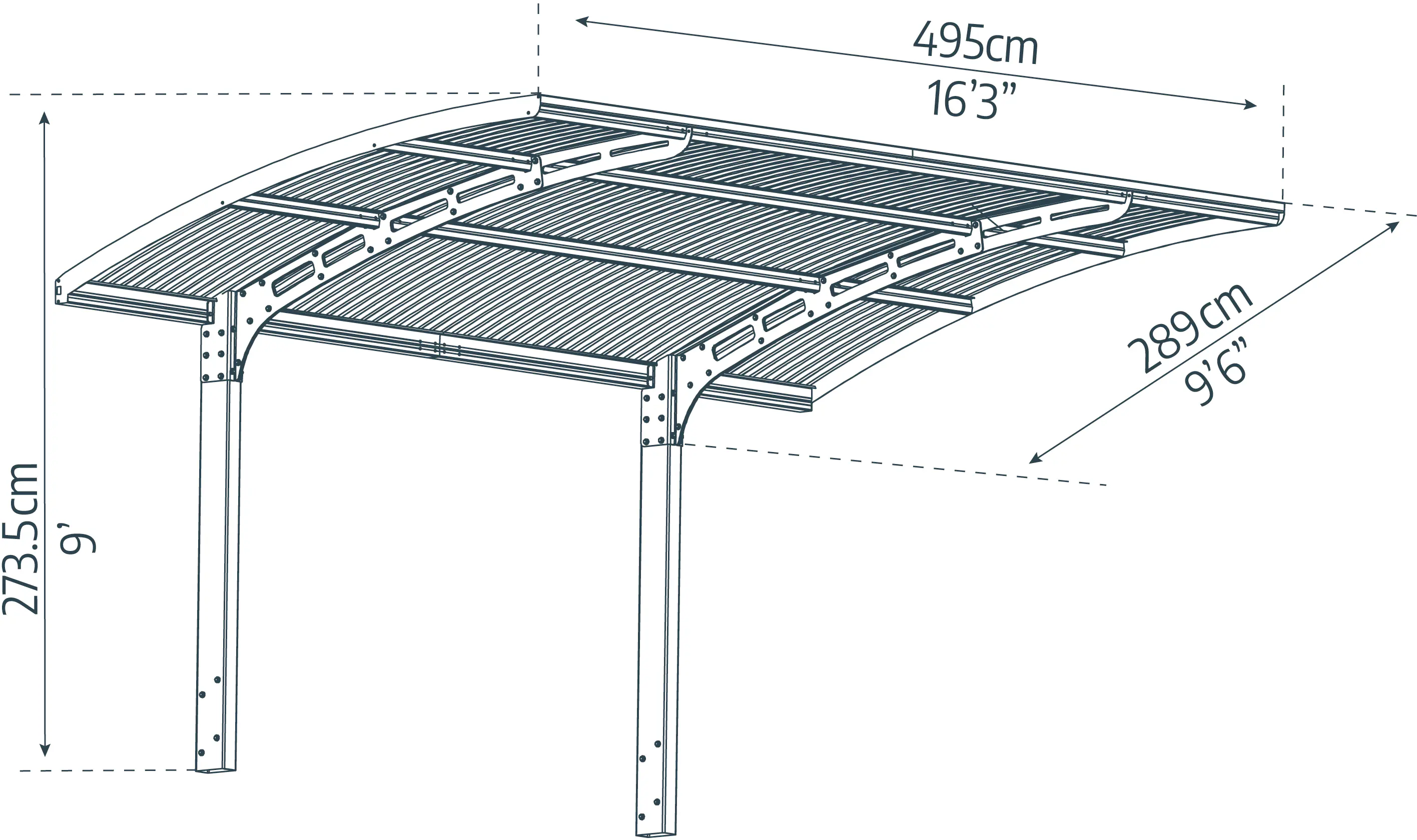 Canopia Carport Arizona Wave 5000 Grau Alu 495 x 289 cm Canopia Carport Arizona Wave 5000 Grau Alu 495 x 289 cm