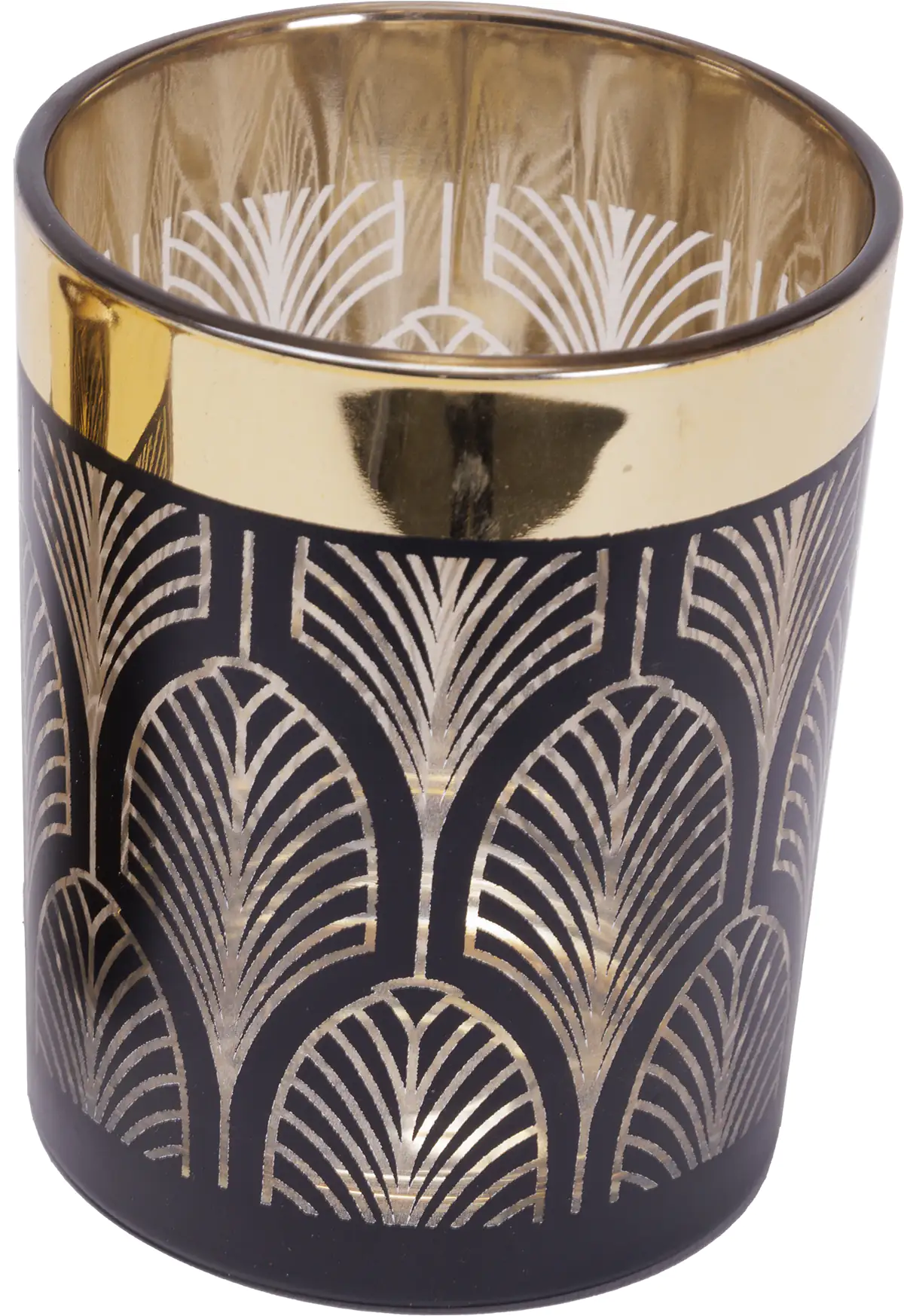 TrendLine Windlicht Glas Ø 10 cm schwarz gold TrendLine Windlicht Glas Ø 10 cm schwarz gold