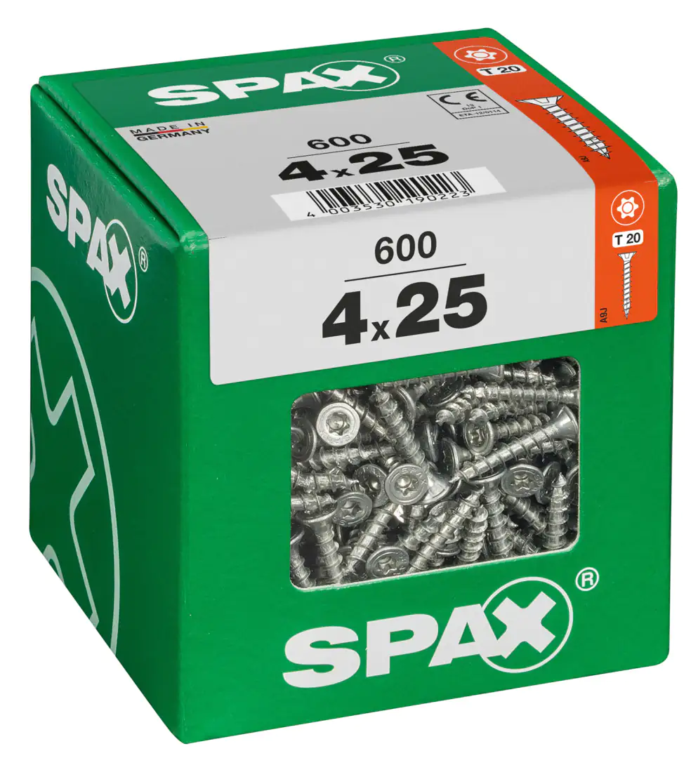 Spax Universalschrauben 4.0 x 25 mm TX 20 - 600 Stk. Spax Universalschrauben 4.0 x 25 mm TX 20 - 600 Stk.