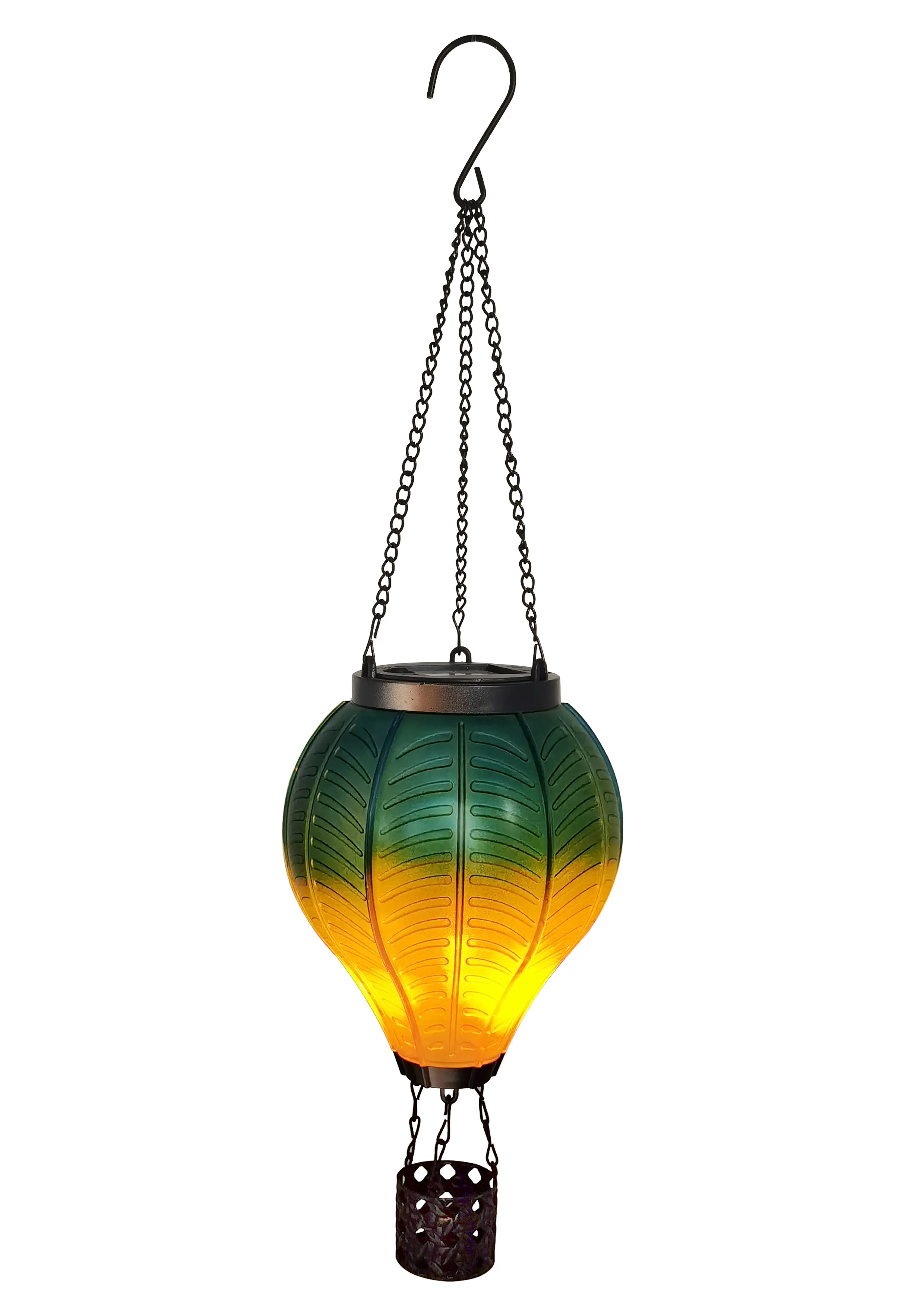 Dapo LED Solarleuchte Heißluftballon mit Flammeeffekt blau/gelb warmweiß