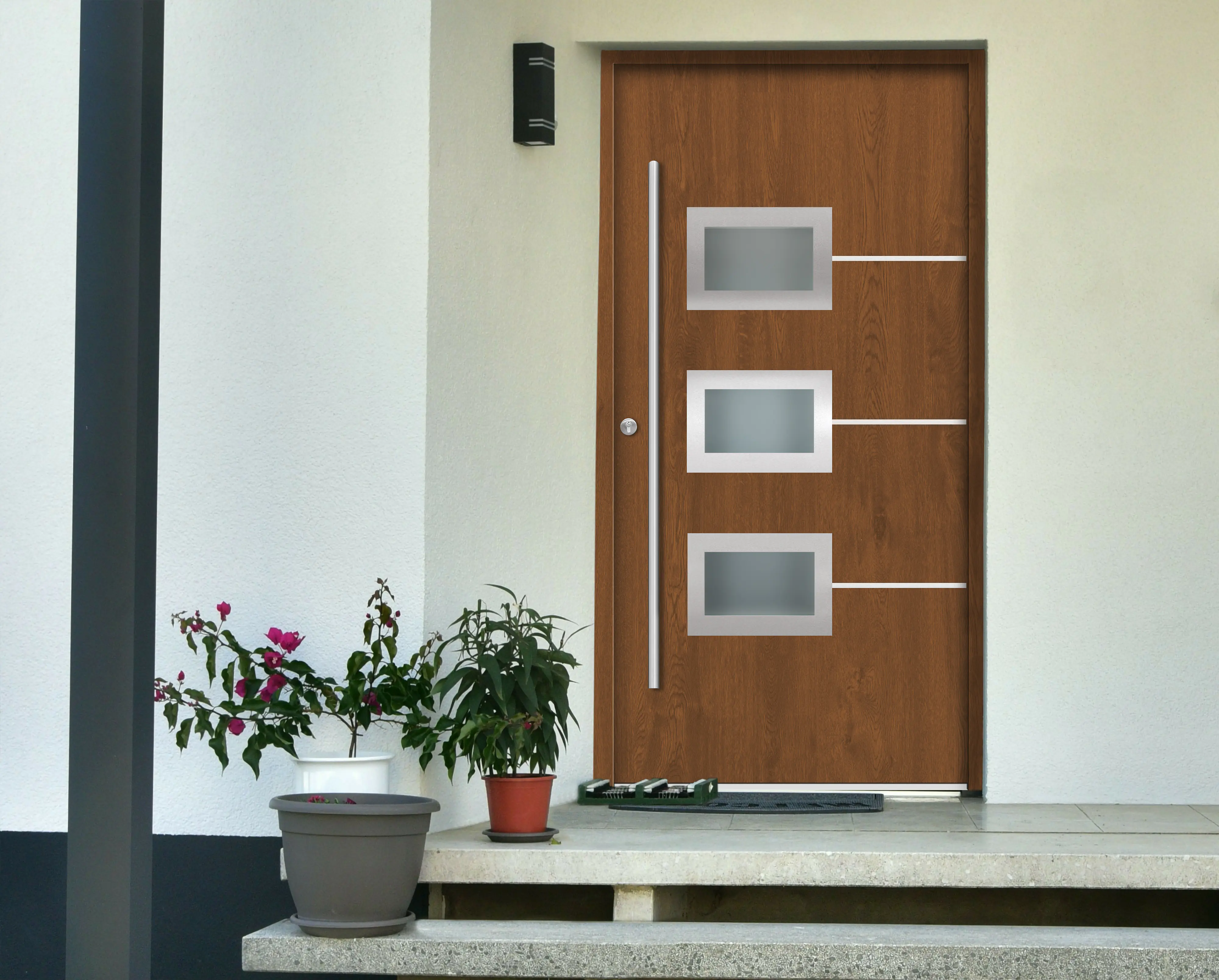 Splendoor Haustür Passivedoor Premium B03 Golden Oak DIN Links 110 x 210 cm