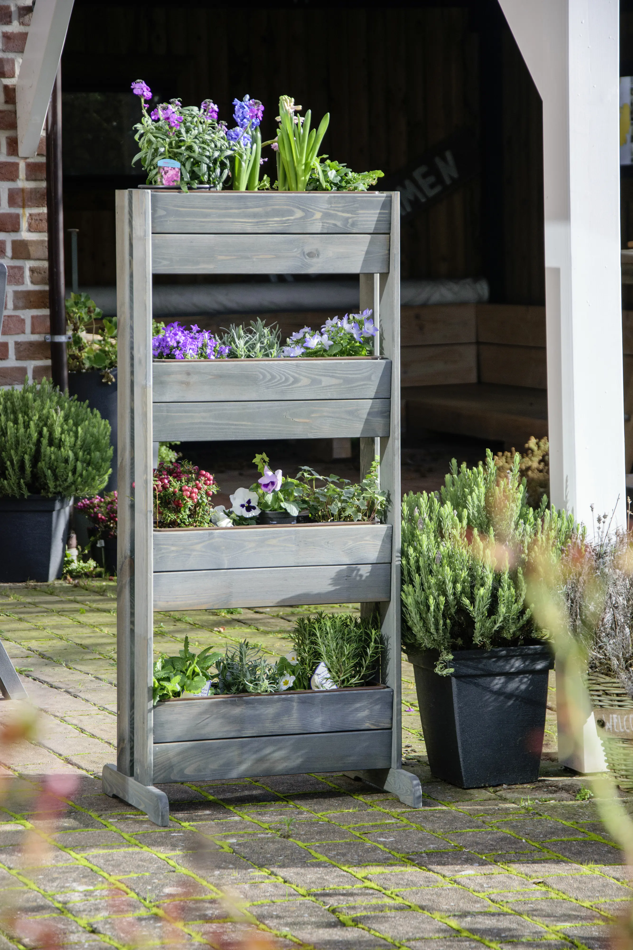 Dobar Vertikalbeet mit 4 Pflanzkästen, anthrazit