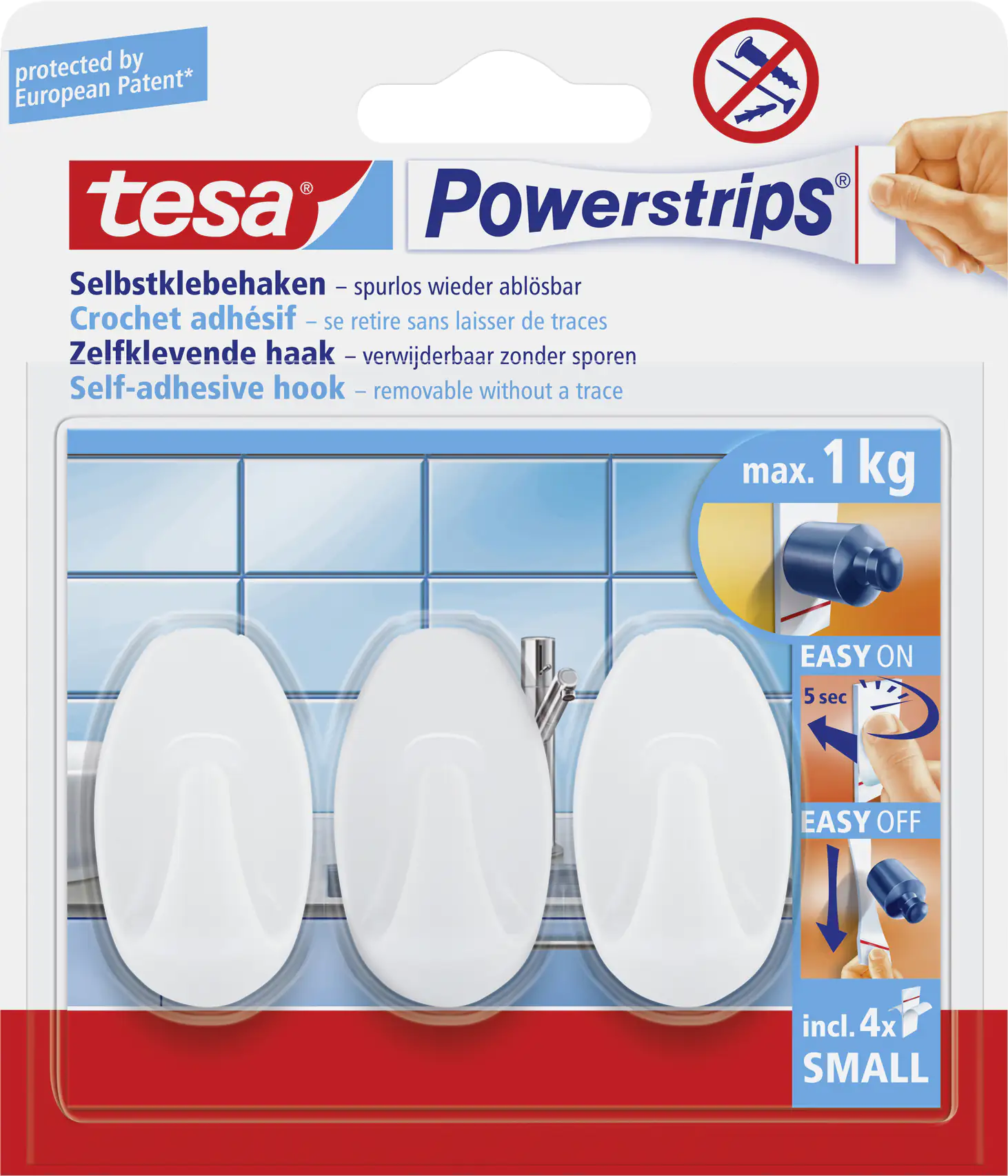 tesa Haken Powerstrip Small 3er-Set, oval, weiß tesa Haken Powerstrip Small 3er-Set, oval, weiß