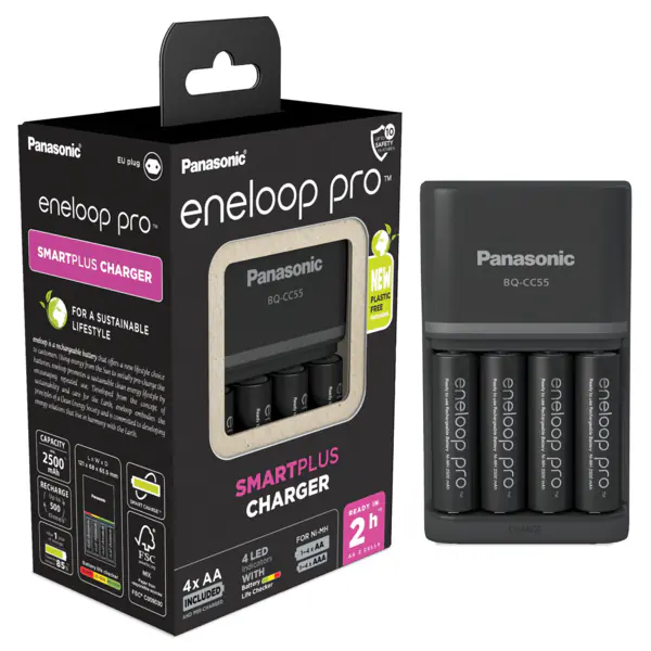 Eneloop Akku Ladegerät Pro 4x AA Batterie 2500 mAh