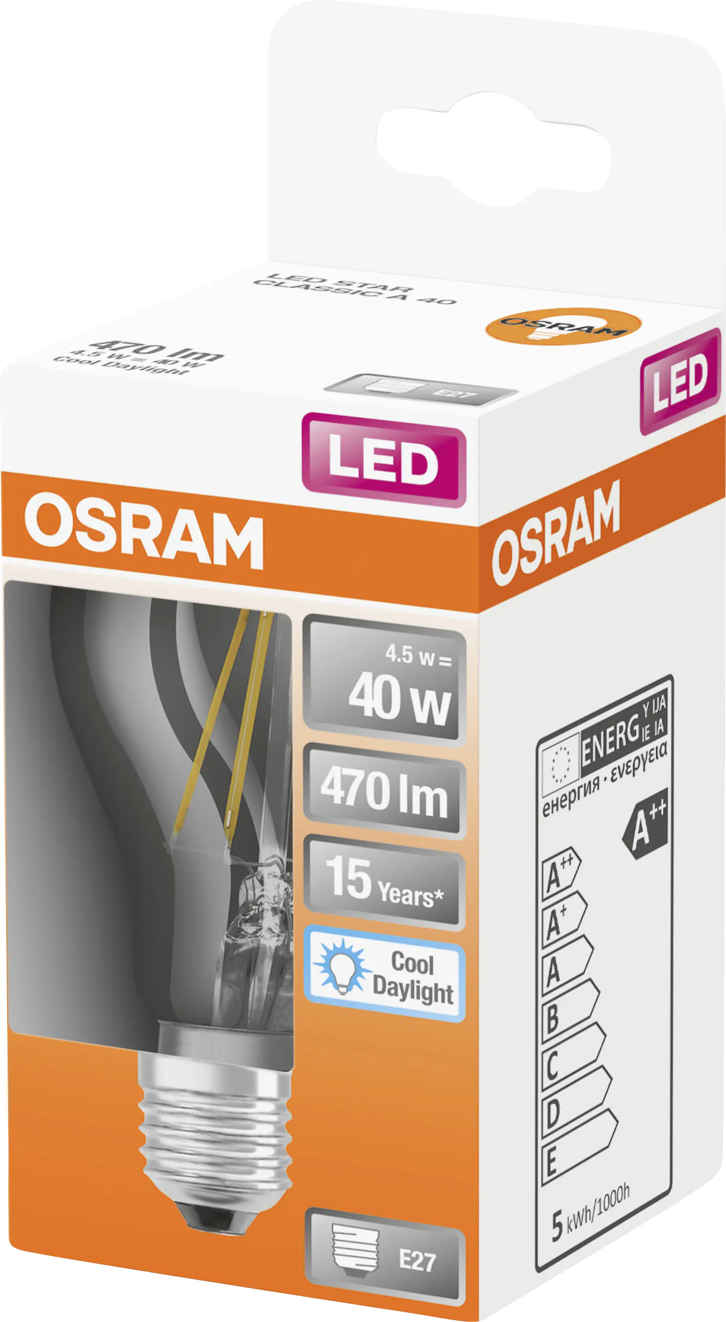 Osram LED Leuchtmittel Star Classic A 40 E27 4,5W kaltweiß, klar