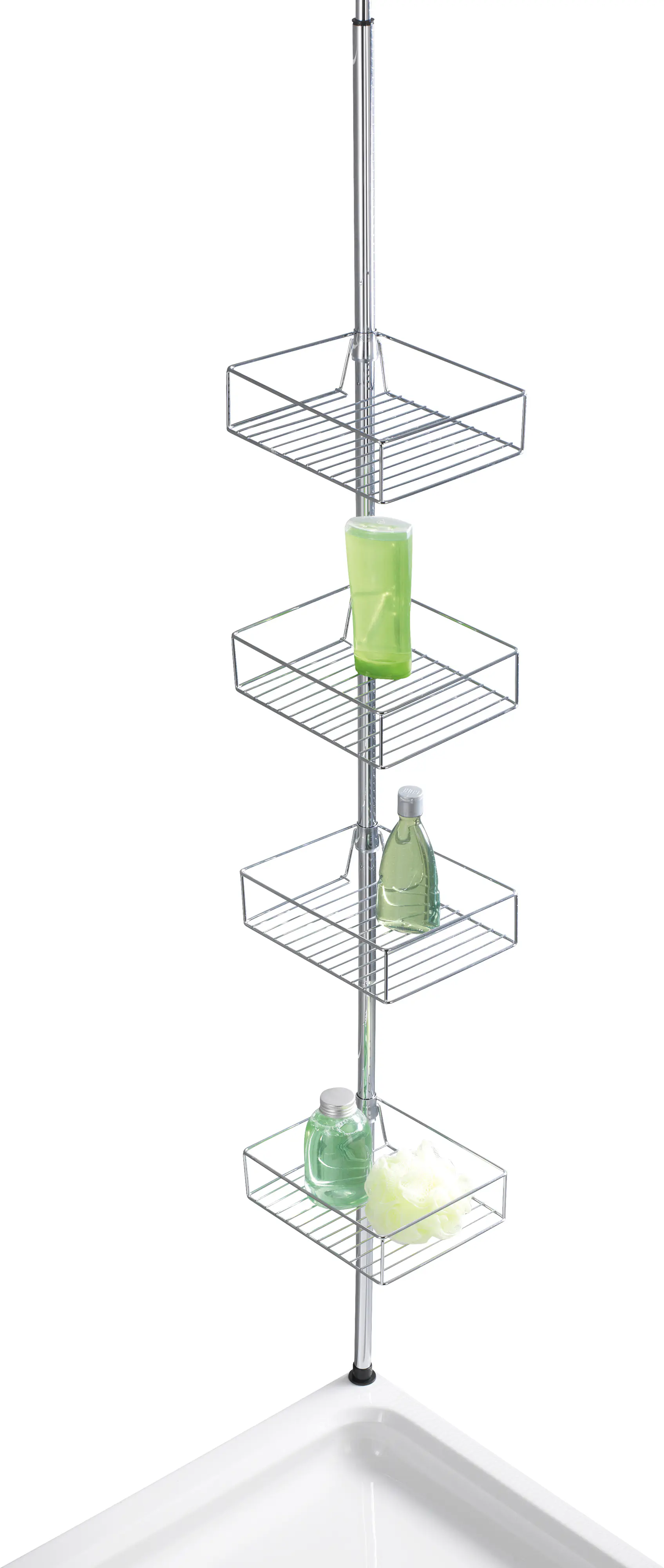 Wenko Teleskop-Regal Domaso Metall, Edelstahl, silber glänzend, 4 Ablagen