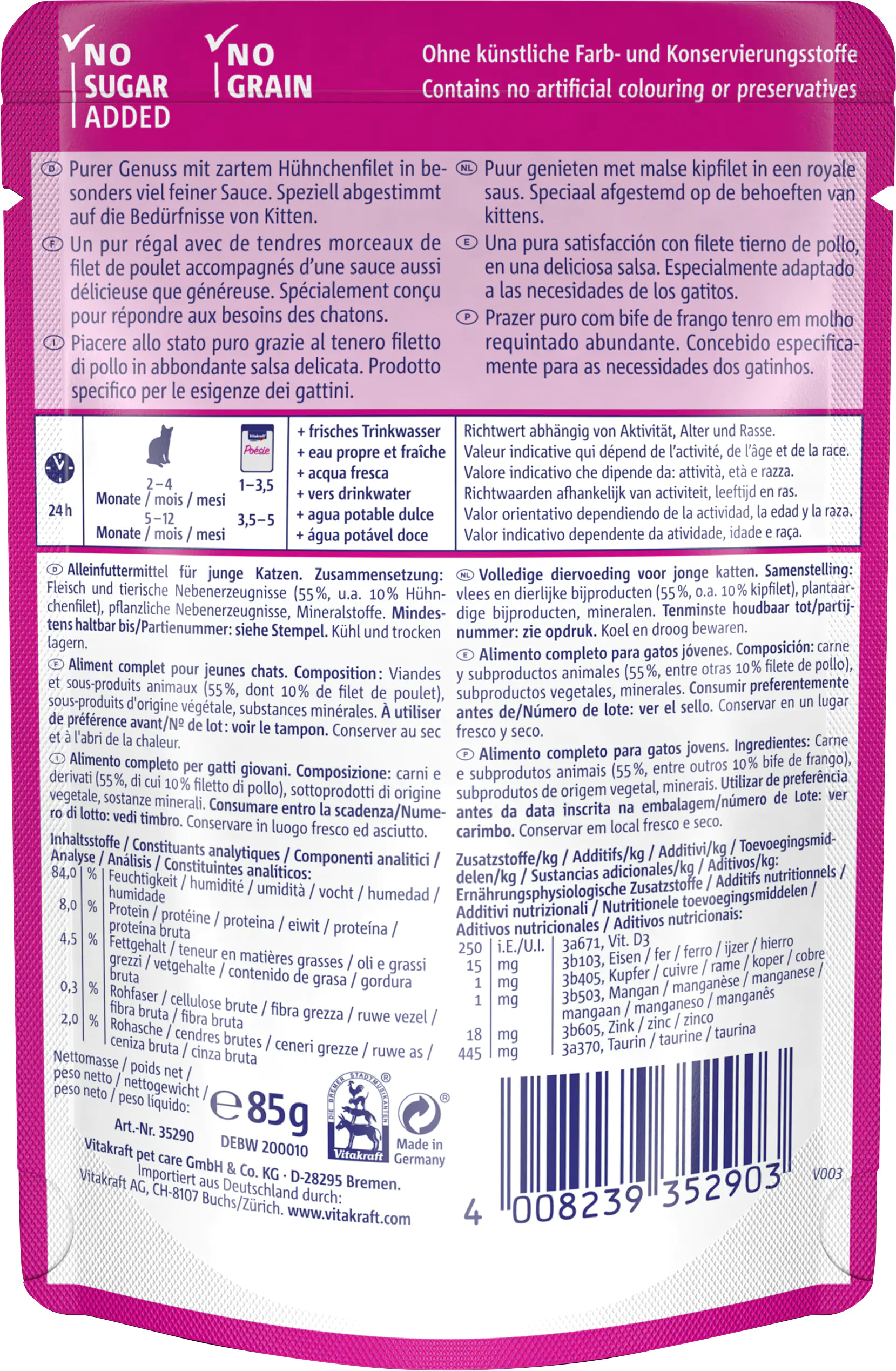 Vitakraft Poésie Katzenfutter Délice Sauce Junior Huhn 85 g