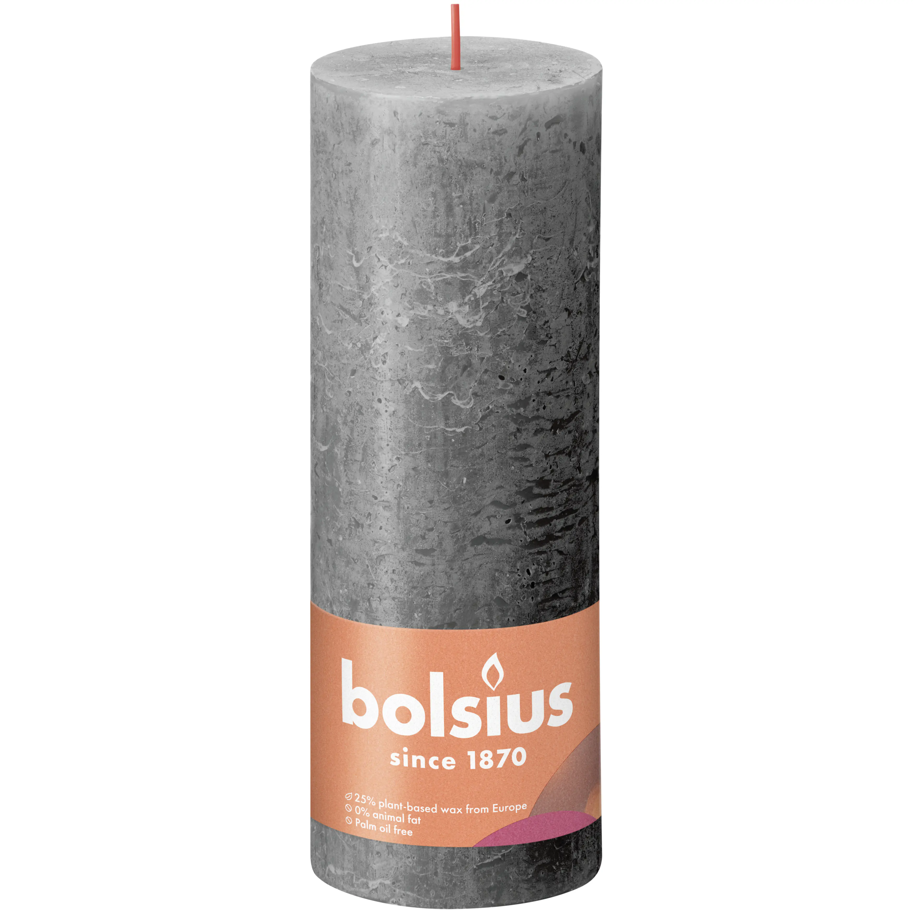 Bolsius Rustik Stumpenkerze stürmisches grau, Höhe: 19 cm, Ø 6,8 cm
