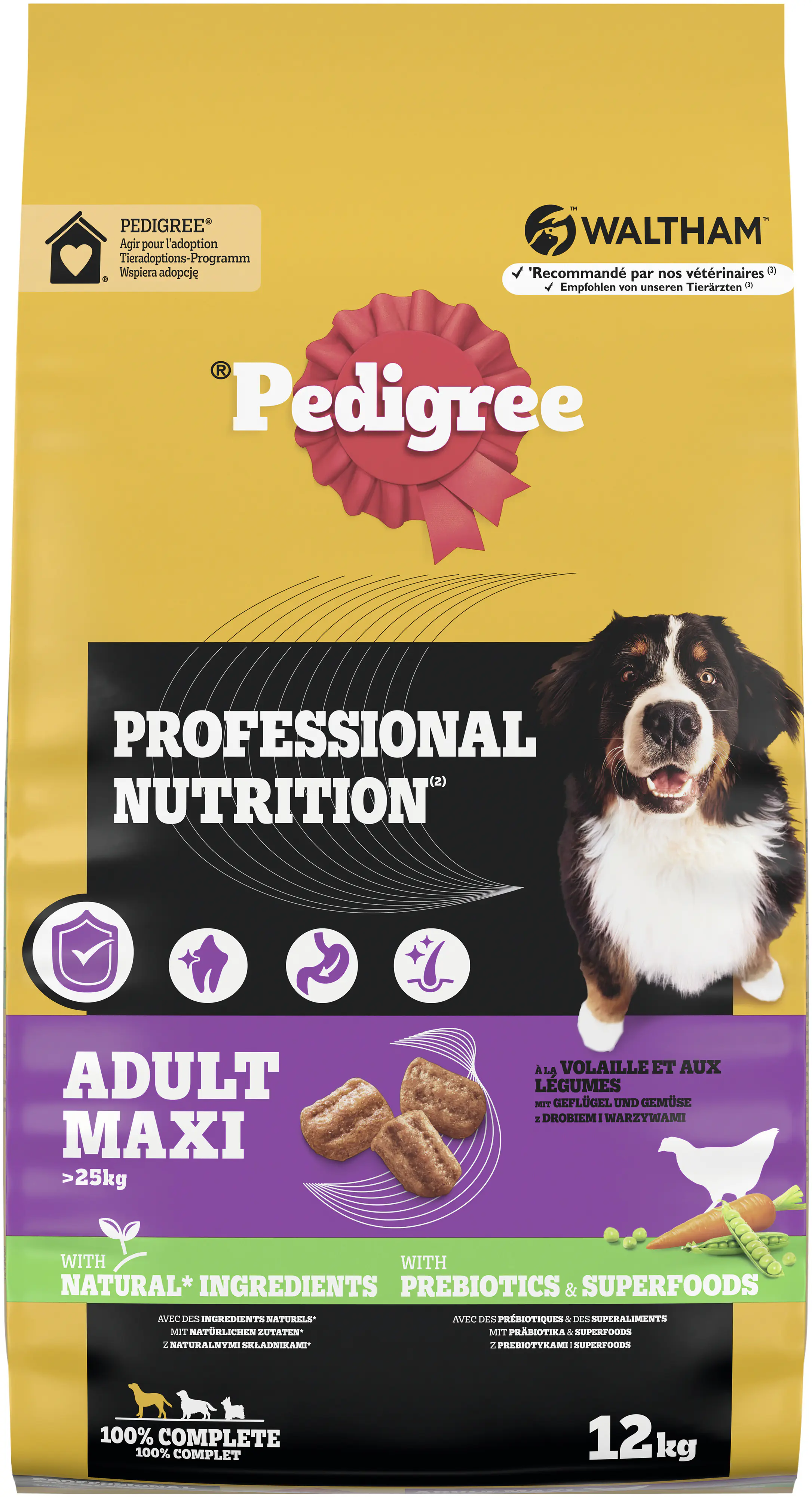 Pedigree Professional Nutrition Hundetrockenfutter Adult Maxi 12 kg Geflügel & Gemüse 