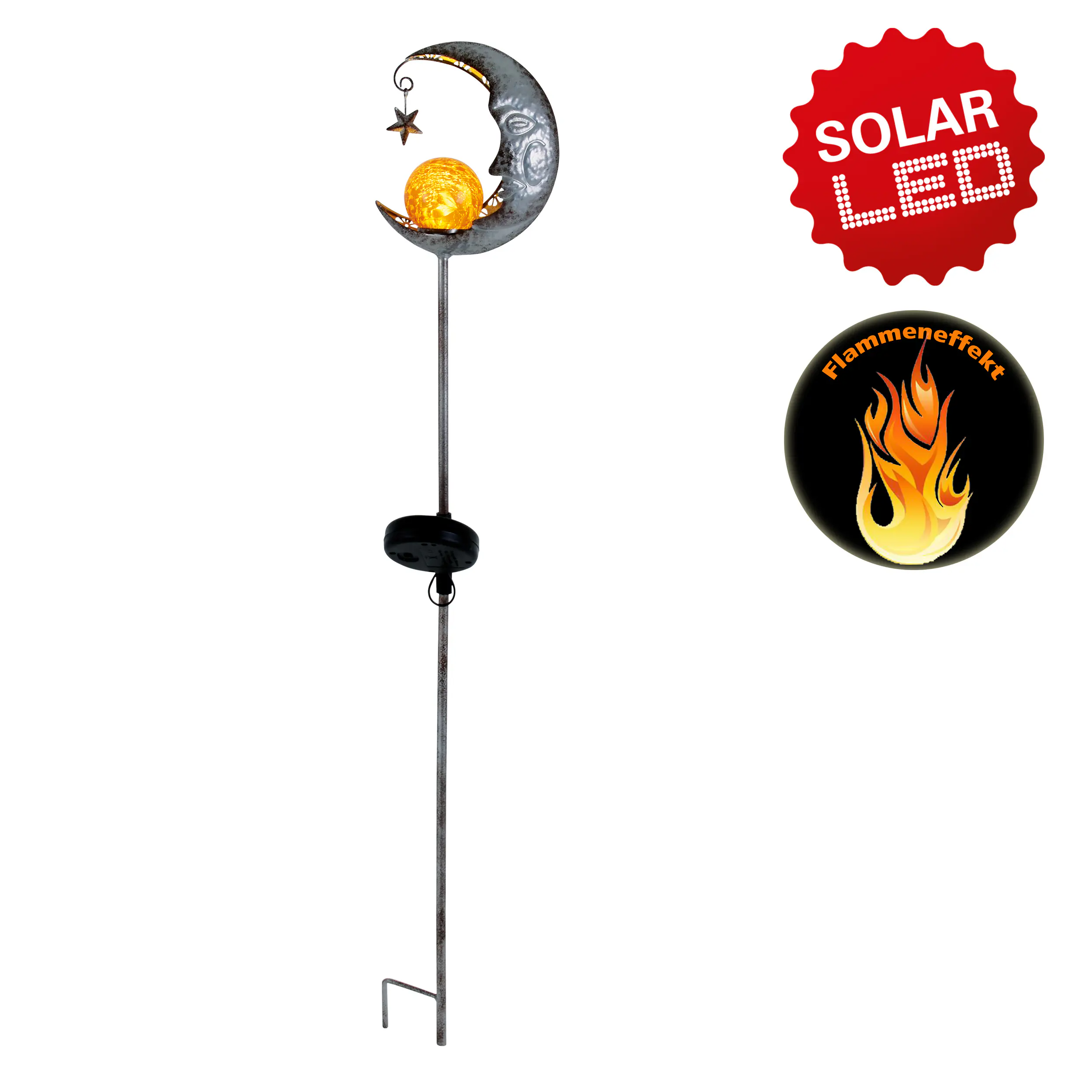 Näve Solar-Gartenleuchte LED Mond 87,5 cm silber