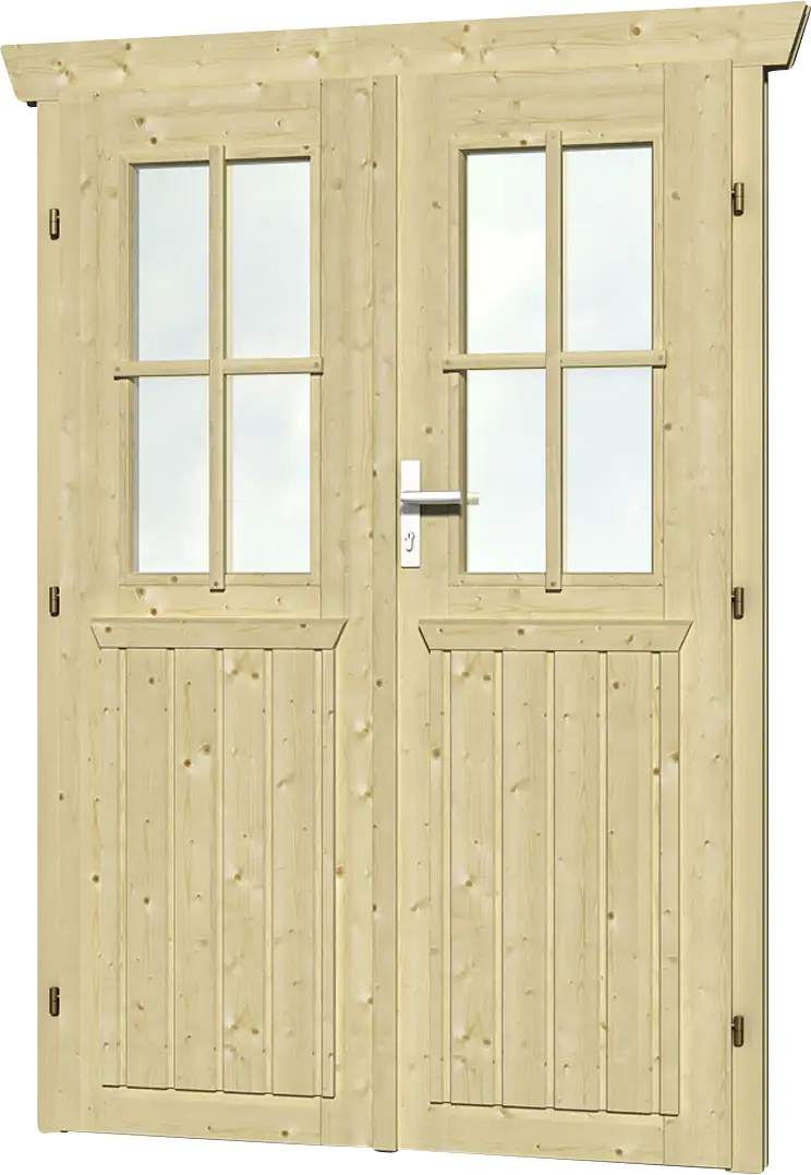 SKAN HOLZ Doppeltür BxH 117,5 x 179,5 cm, halbverglast für 28 mm Häuser