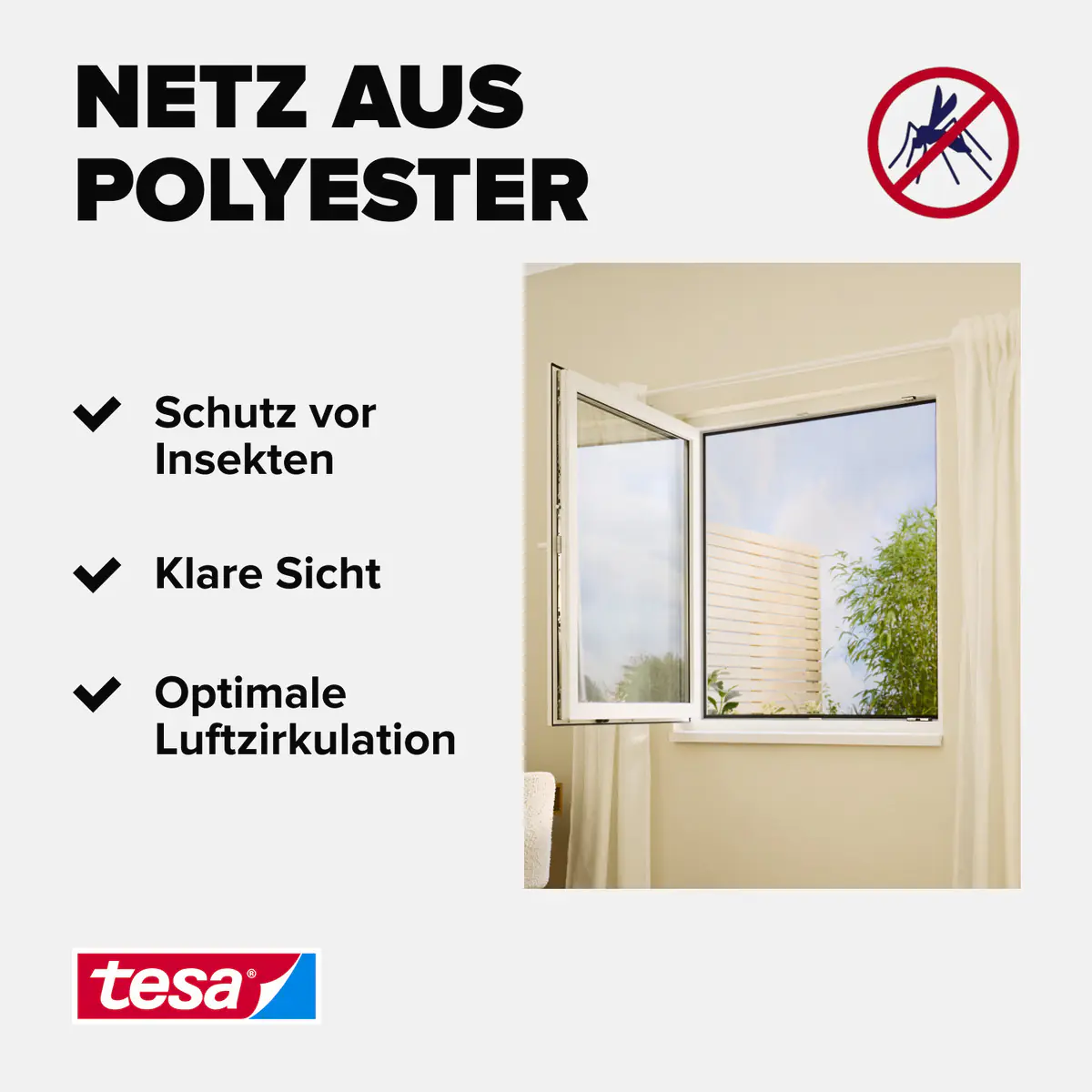 tesa Fliegengitter STANDARD 150 x 180 cm anthrazit individuell kürzbar