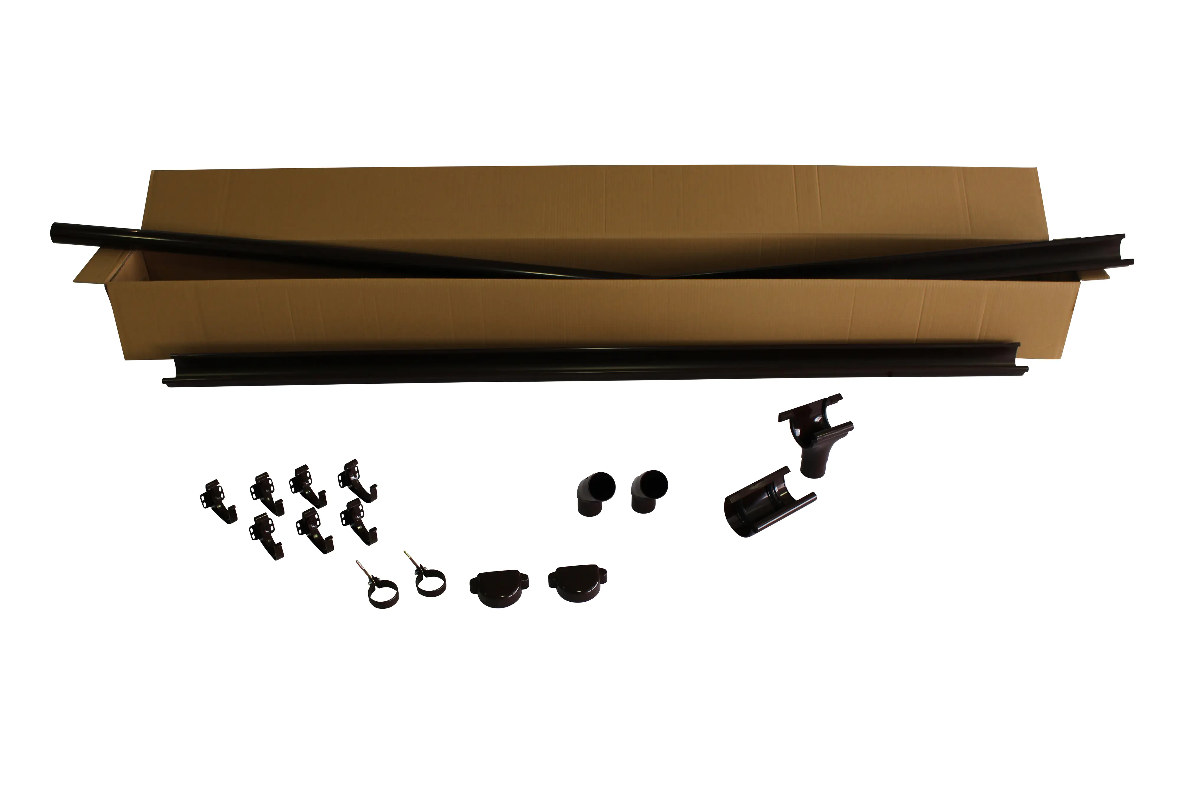 Marley Dachrinnen-Komplettset RG 75 für Block- und Gartenhäuser mit Pultdach bis 4 m braun Marley Dachrinnen-Komplettset RG 75 für Block- und Gartenhäuser mit Pultdach bis 4 m braun