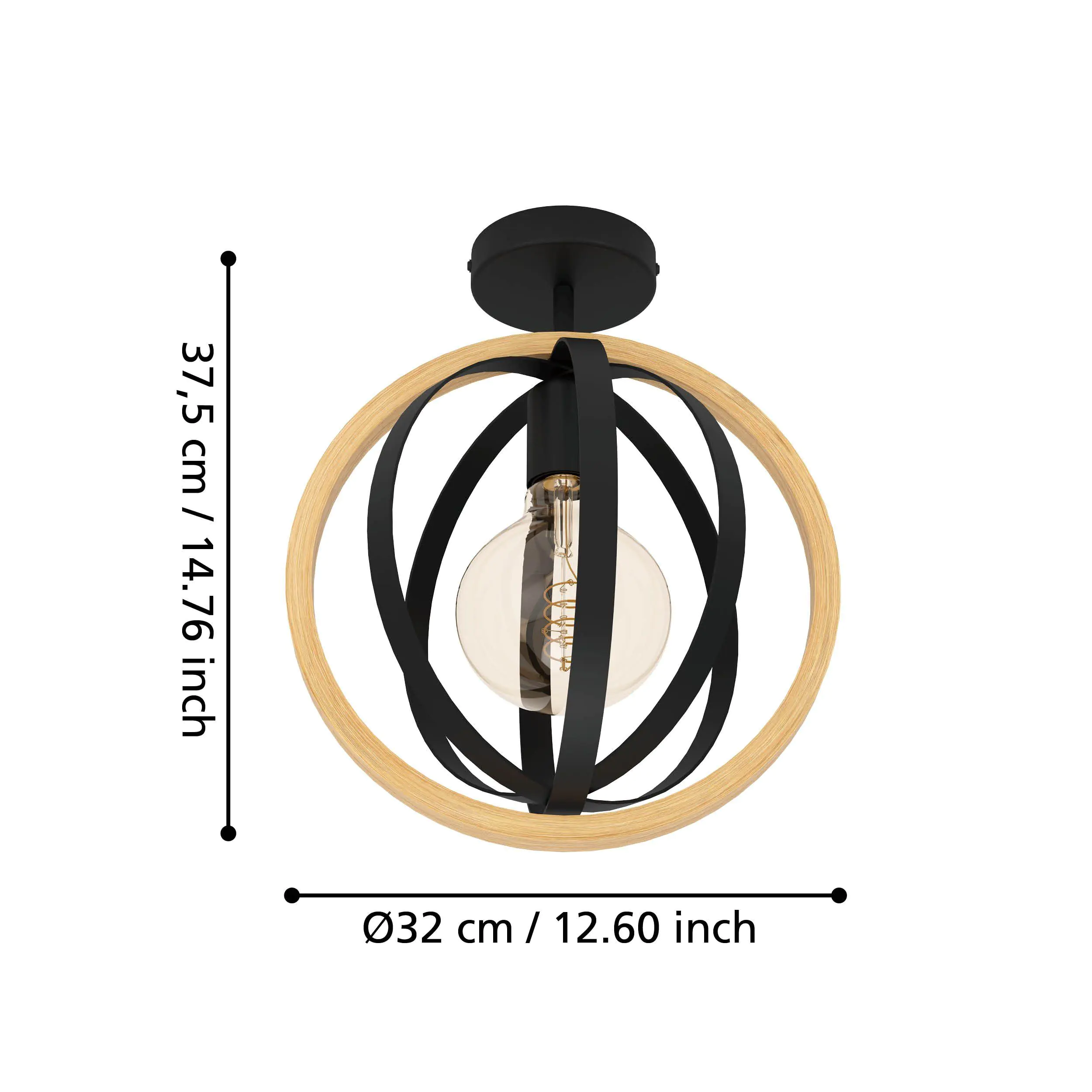 Eglo Deckenleuchte Basildon schwarz-braun Ø 32 cm schwarz, braun