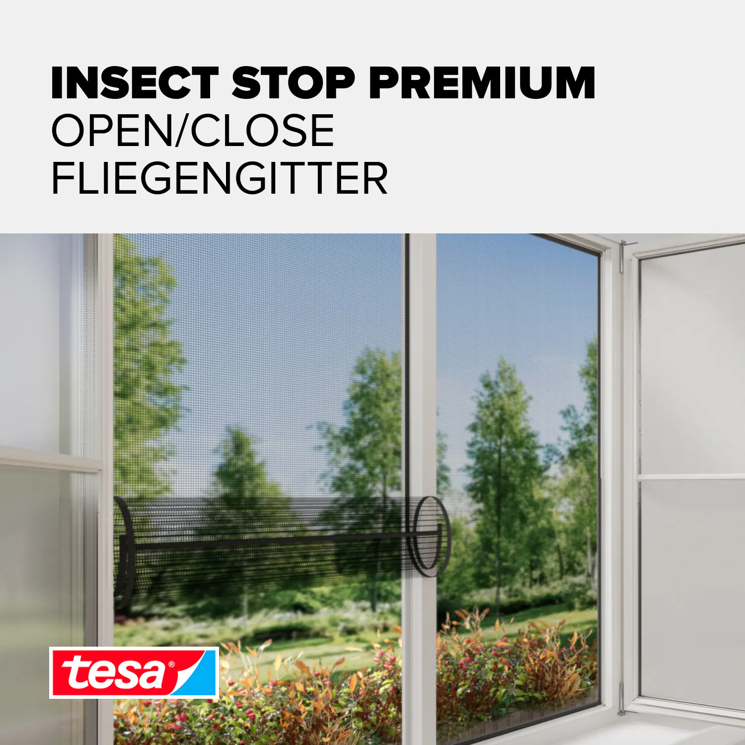 tesa Insektenschutz-Fenster Klettband OPEN/CLOSE 130 x 150 cm anthazit