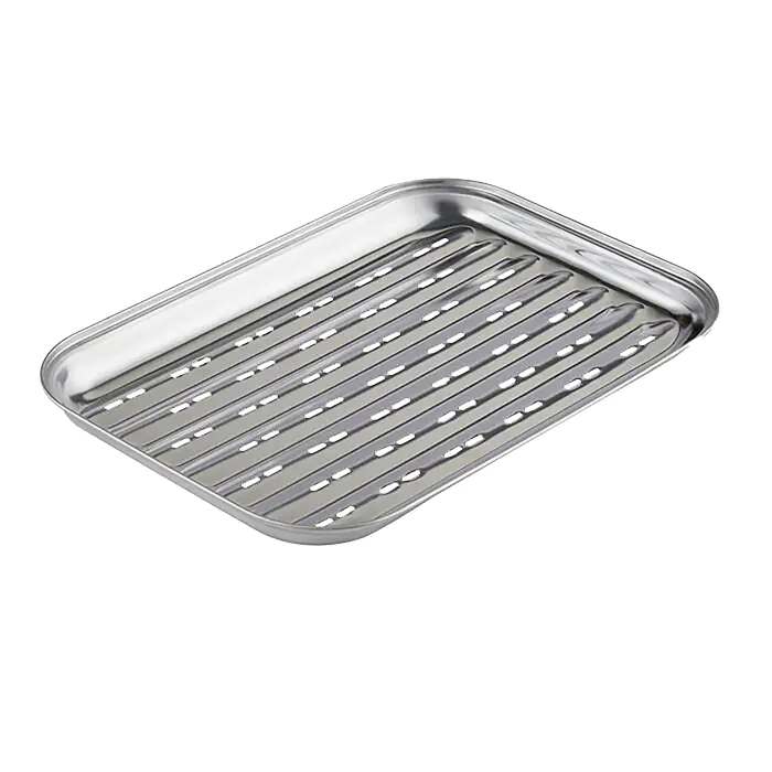 Primaster Grillschale mit Löcher Edelstahl 34 x 25 cm