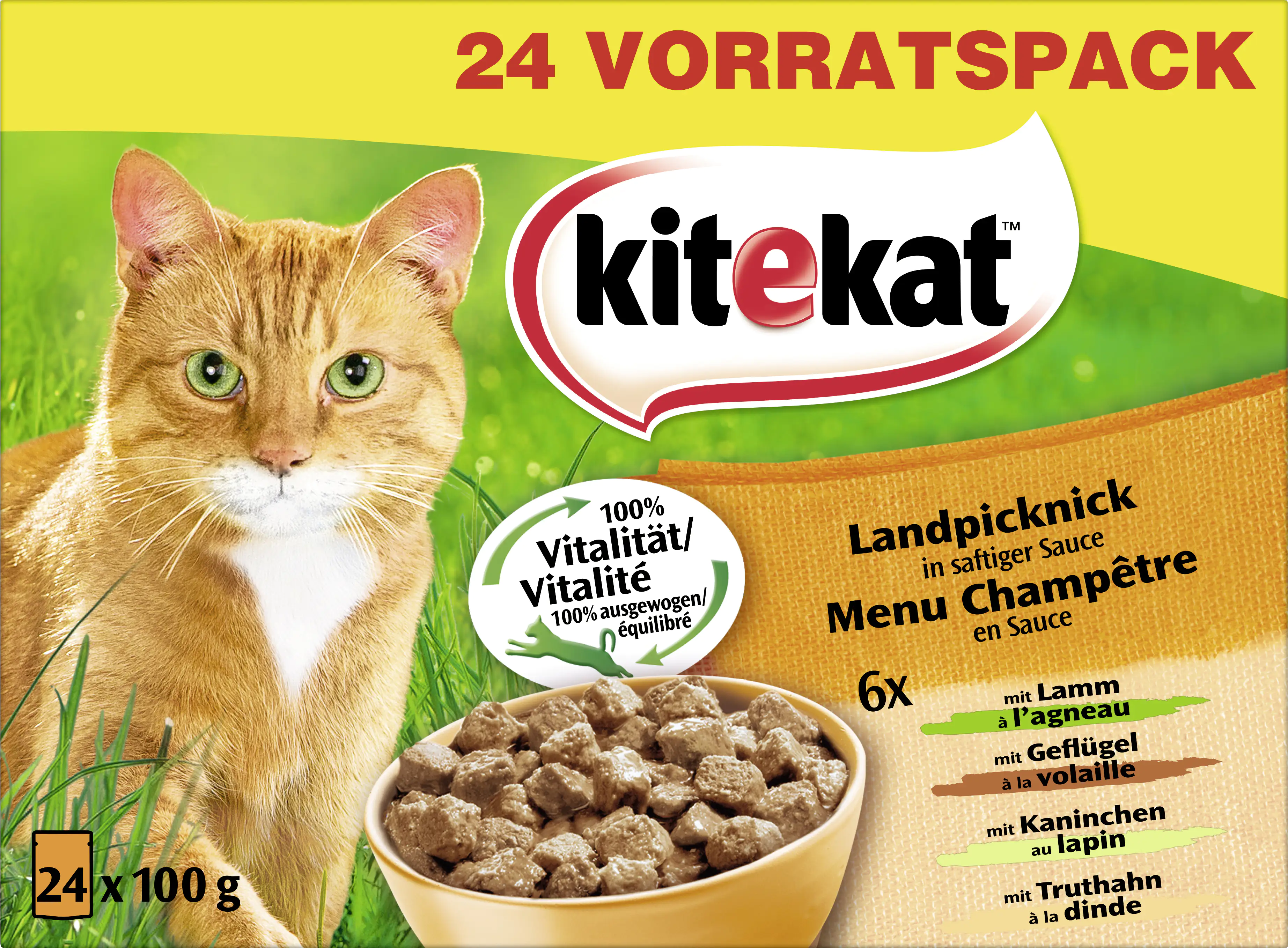 Kitekat Portionsbeutel Multipack Landpicknick in Sauce 24 x 100 g Kitekat Portionsbeutel Multipack Landpicknick in Sauce 24 x 100 g