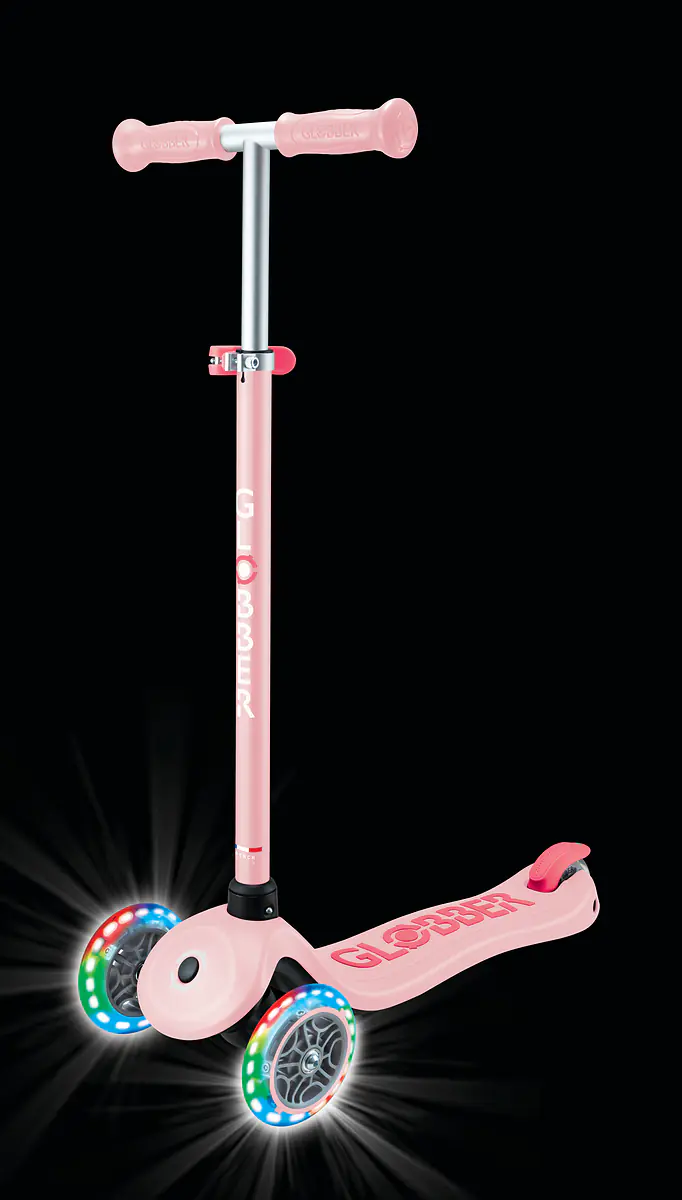 Globber Scooter für Kinder mit Leuchtrollen Primo Plus Lights pastellrosa